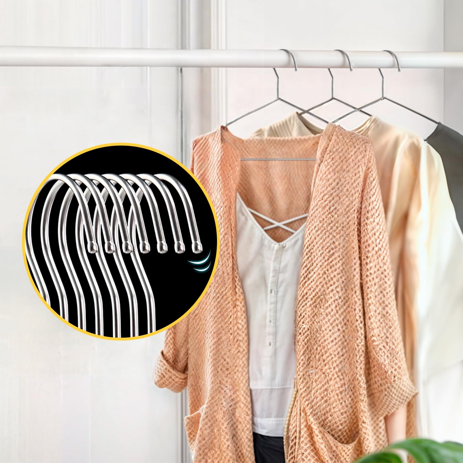 DARUITE Coat Hangers For Clothes 20 Pack Clothes Hangers Adult Coathangers Sliver Wire Coat Hanger Space Saving Metal Hangers For Shirt Dress Suit Jacket Trousers(42cm) - Image 4
