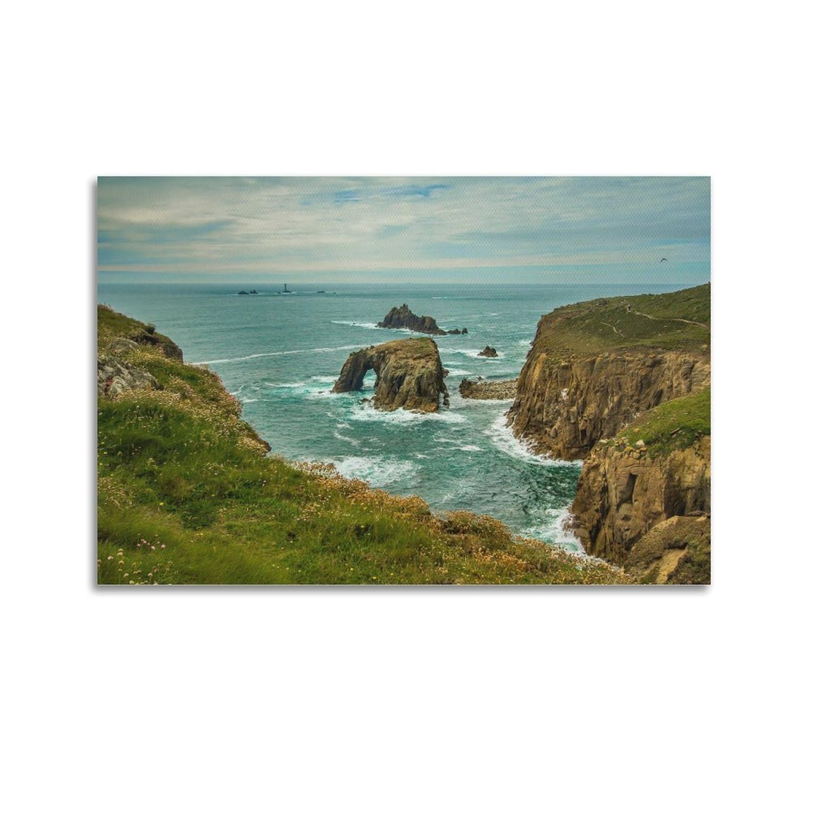 CXHJCA Mural Nature Poster Cornwall England Ocean Reefs Poster Decorative Painting Canvas Wall Posters And Art Picture Print Modern Family Bedroom Decor Posters 24x36inch(60x90cm)