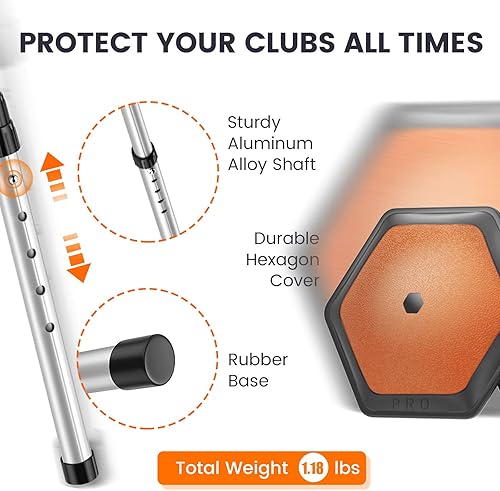 Miniatura 9 de ToVii Portable Golf Club Stiff Arm Support Protector Travel Bag, Sturdy Aluminum Pole, Fully Adjustable to Protect Clubs