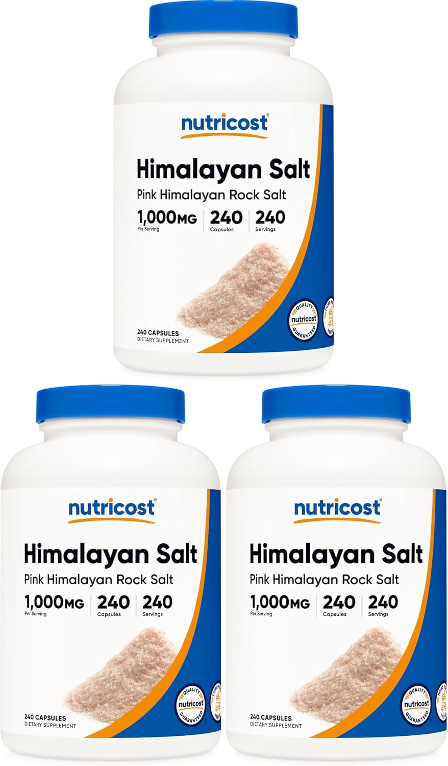 Nutricost Pink Himalayan Salt Capsules 1000mg (390mg Sodium) 240 Capsules (Pack of 3)
