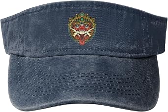 Vintage Traditional Ritual Mask Sun Visor Hats for Women Men Cotton Adjustable Sports Empty Top Golf Cap