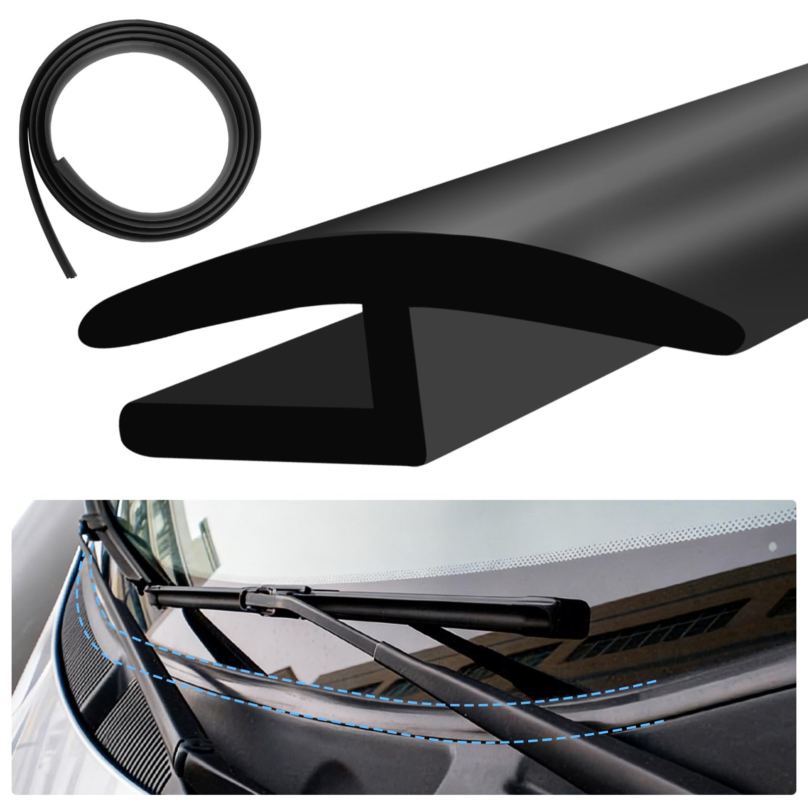 1.8M/6Ft Upgraded Car Rubber Seal Strip, Windproof&Soundproof Weather Stripping, Universal H-Shape Windshield Seal Strip, Cuttable Car Window Door Seal Strip Replacement for Most Cars Trucks SUV