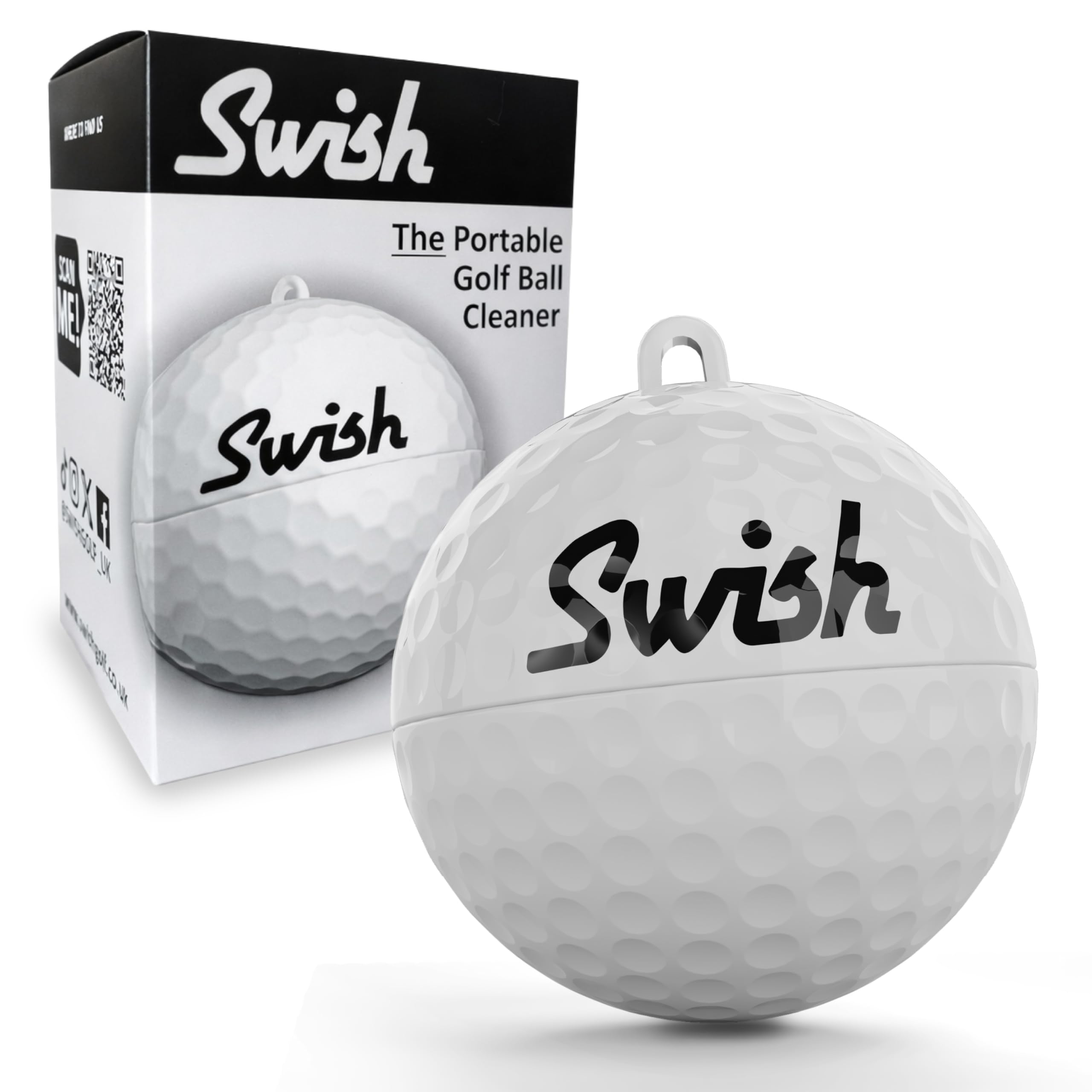 Swish Portable Golf Ball Cleaner - Compact Golf Ball Cleaning Kit & Golf Bag Accessory - Quick & Simple Cleaning with Clip-On Design and Separate Belt Towel - The Perfect Father's Day Golf Gift โ image 1