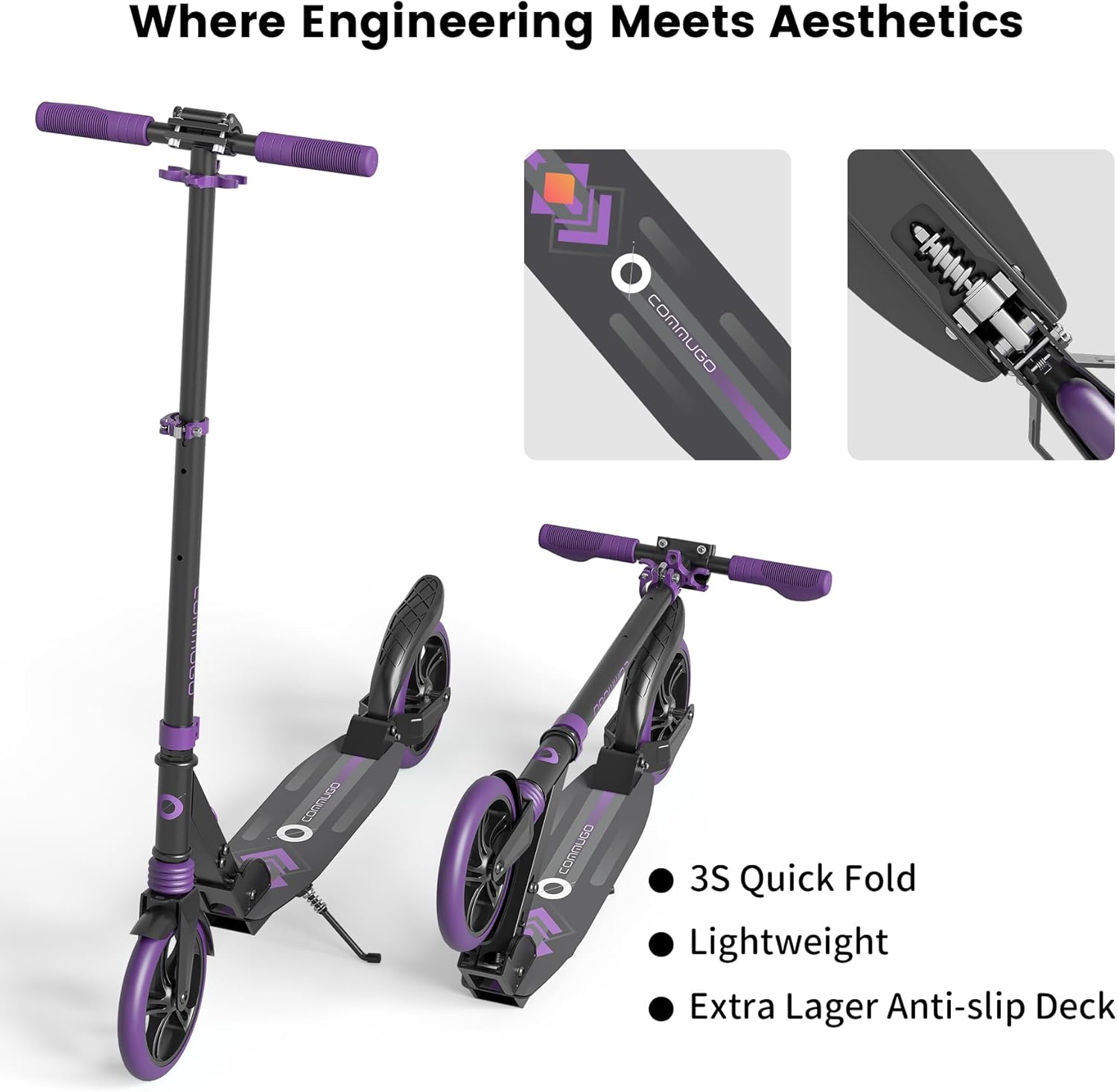 Kick Scooter for Kids 5-12 with Suspension, Teens, Foldable Lightweight Scooter with 8 Inch Wheels, Max Load 240 LBS
