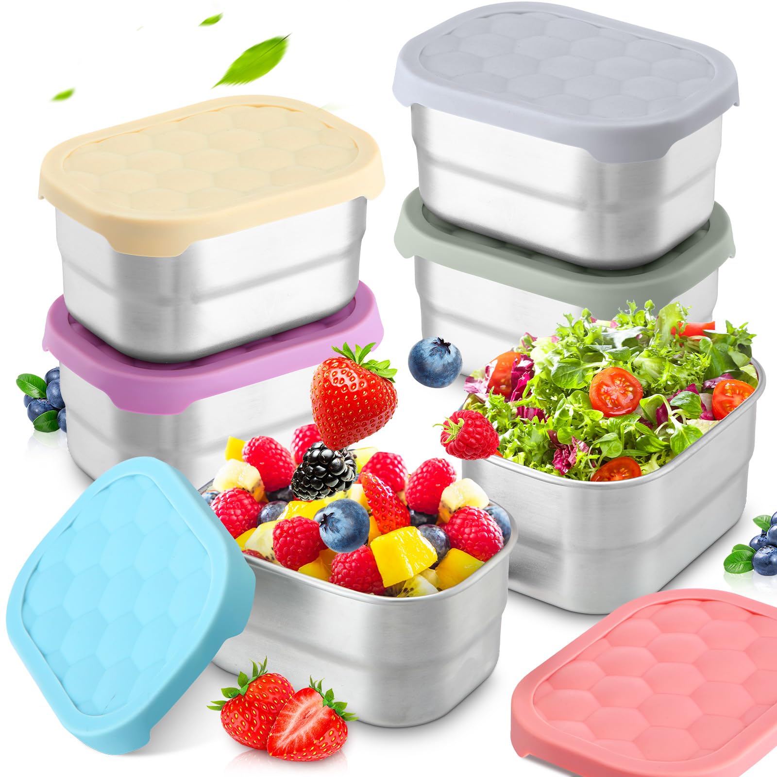 Photo 1 of Layhit 6 Pcs Stainless Steel Snack Containers, 8 oz Leakproof Lunch Boxes