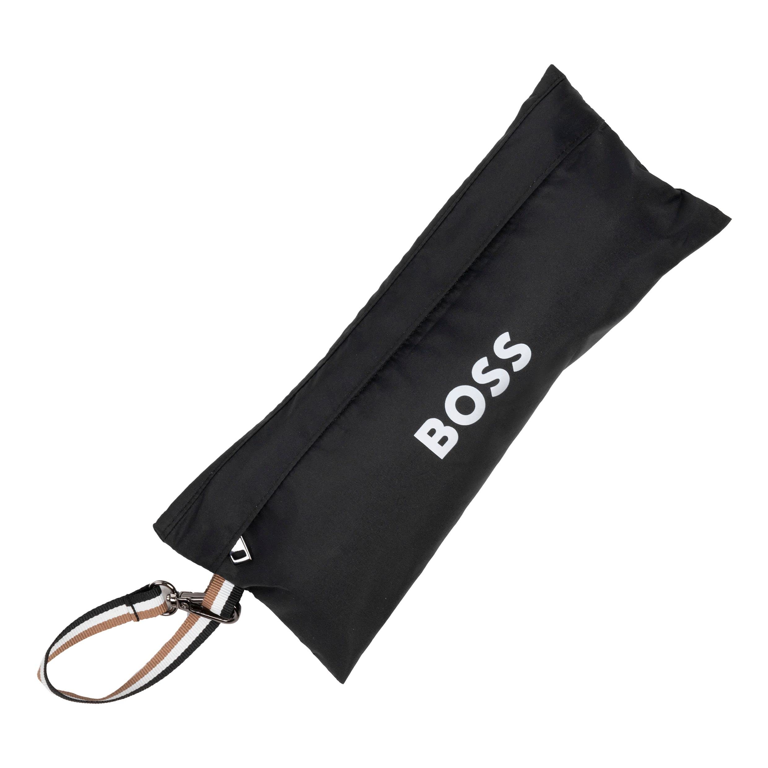 HUGO BOSS Iconic HUG321A - Paraguas de bolsillo (poliéster, tamaño abierto: longitud aprox. 56 cm, diámetro: 90 cm), Negro, Klein, Iconic