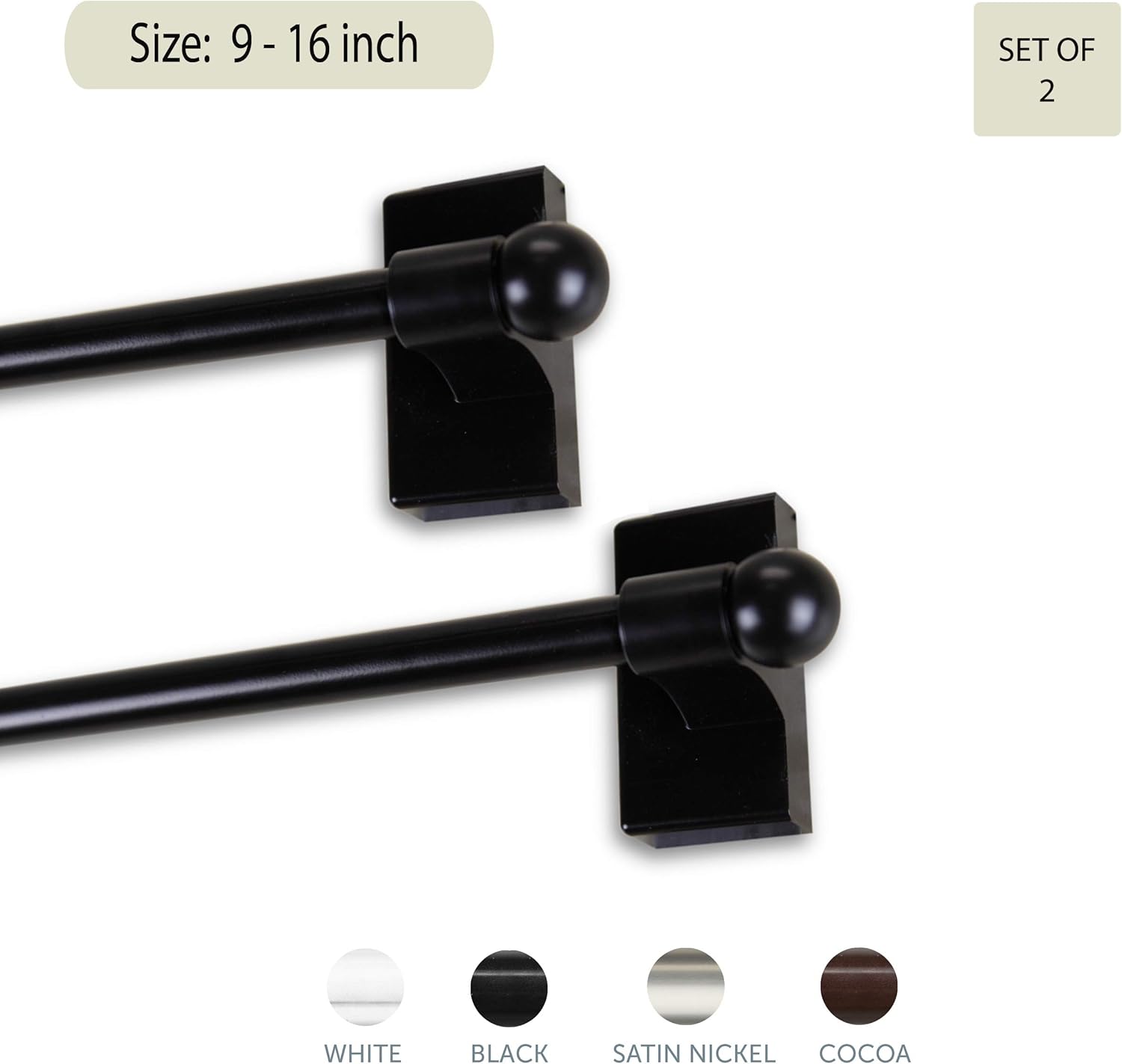 Rod Desyne 7/16" Magnetic Rod, 9-16 inch (Set of 2), Black