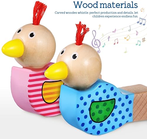 Miniatura 4 de BESPORTBLE Silbato de pájaro para niños, 8 silbatos de madera para pájaros, silbato de dibujos animados para niños, instrumento musical, silbato