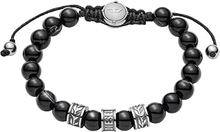 Stainless Steel and Beaded Bracelet for Men