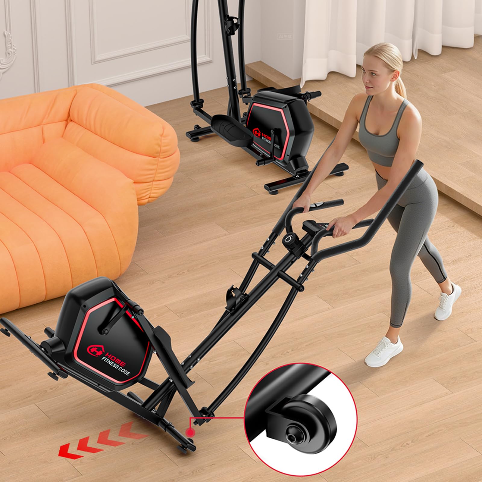 Vélo Elliptique Pliable, Vélo d’Appartement Compact, Cardio-Training à Domicile, 16 Niveaux de Résistance Magnétique, Écran LCD, Capteur de Pouls, Ultra Silencieux 30 DB, Charge 150 Kg