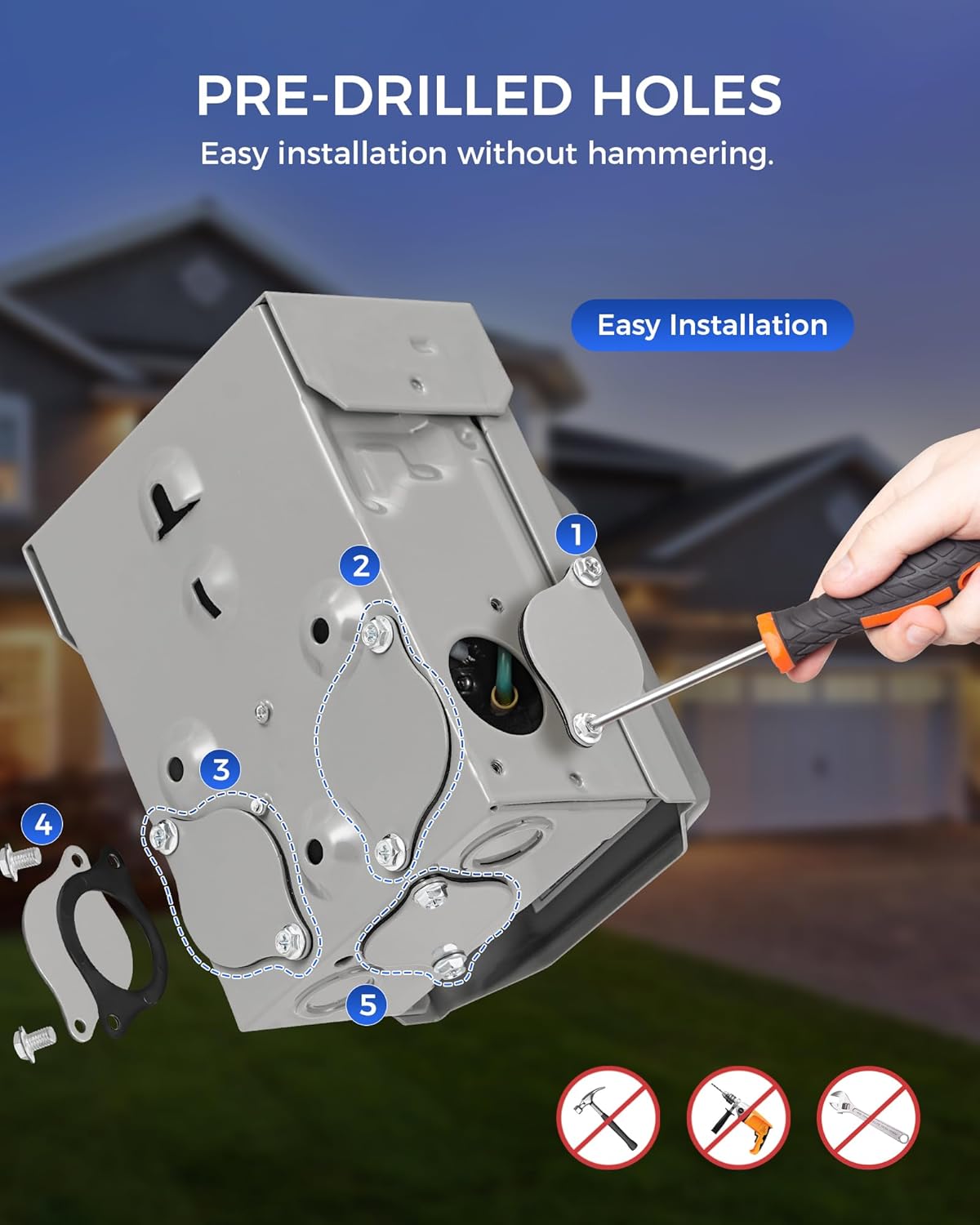 Outdoor Electrical Outlet Box with 20 Amp WRTR GFCI Receptacle, Waterproof Outdoor Outlet Box with On Off Switch, Metal 3R Enclosure, Outside Plug Box for Christmas, Yard, ETL Listed, H09OB06