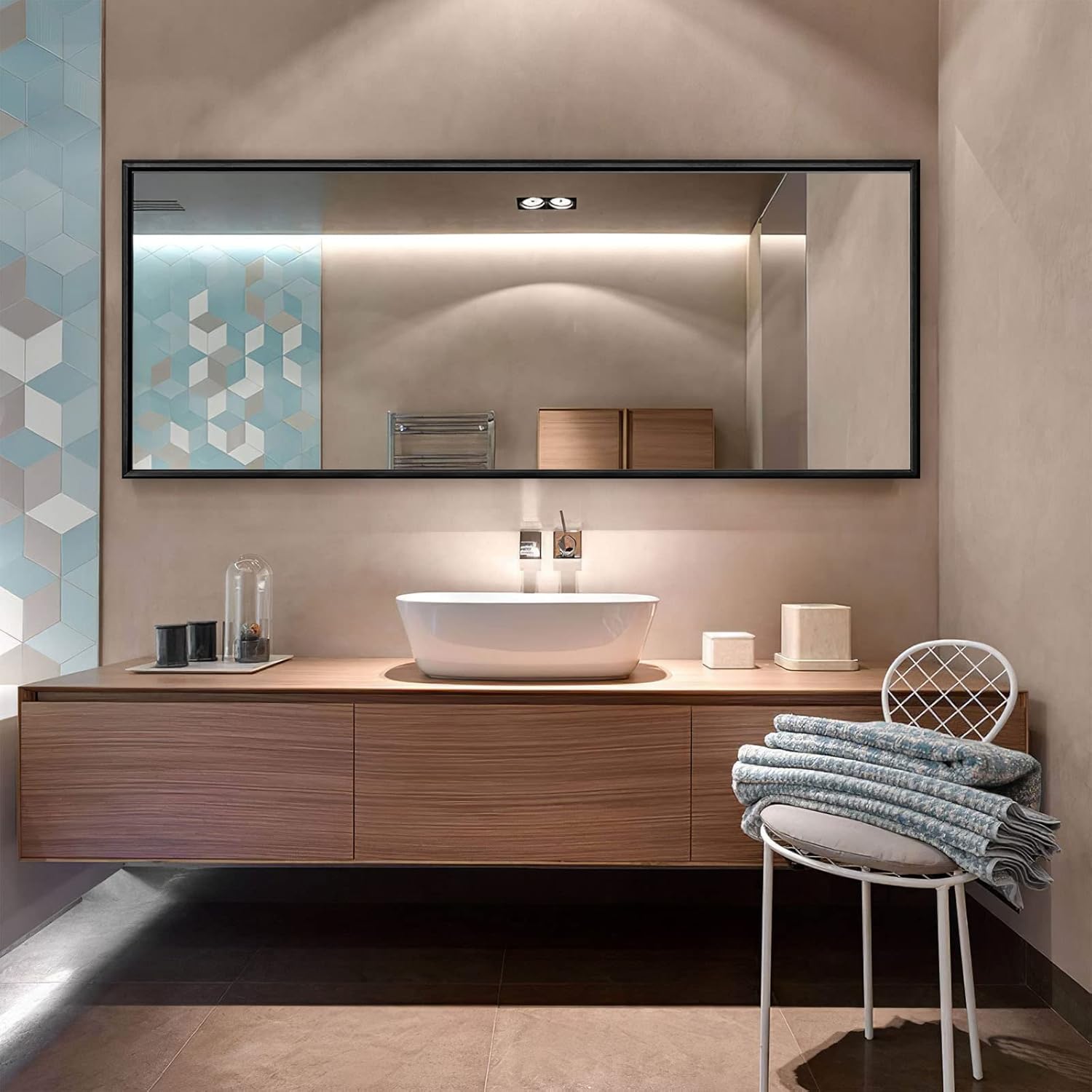 NeuType Full Length Mirror Standing Hanging or Leaning Against Wall, Large Rectangle Bedroom Mirror Floor Mirror Dressing Mirror Wall-Mounted Mirror, Aluminum Alloy Wide Frame, Elegant Black, 65"x22" : Home & Kitchen