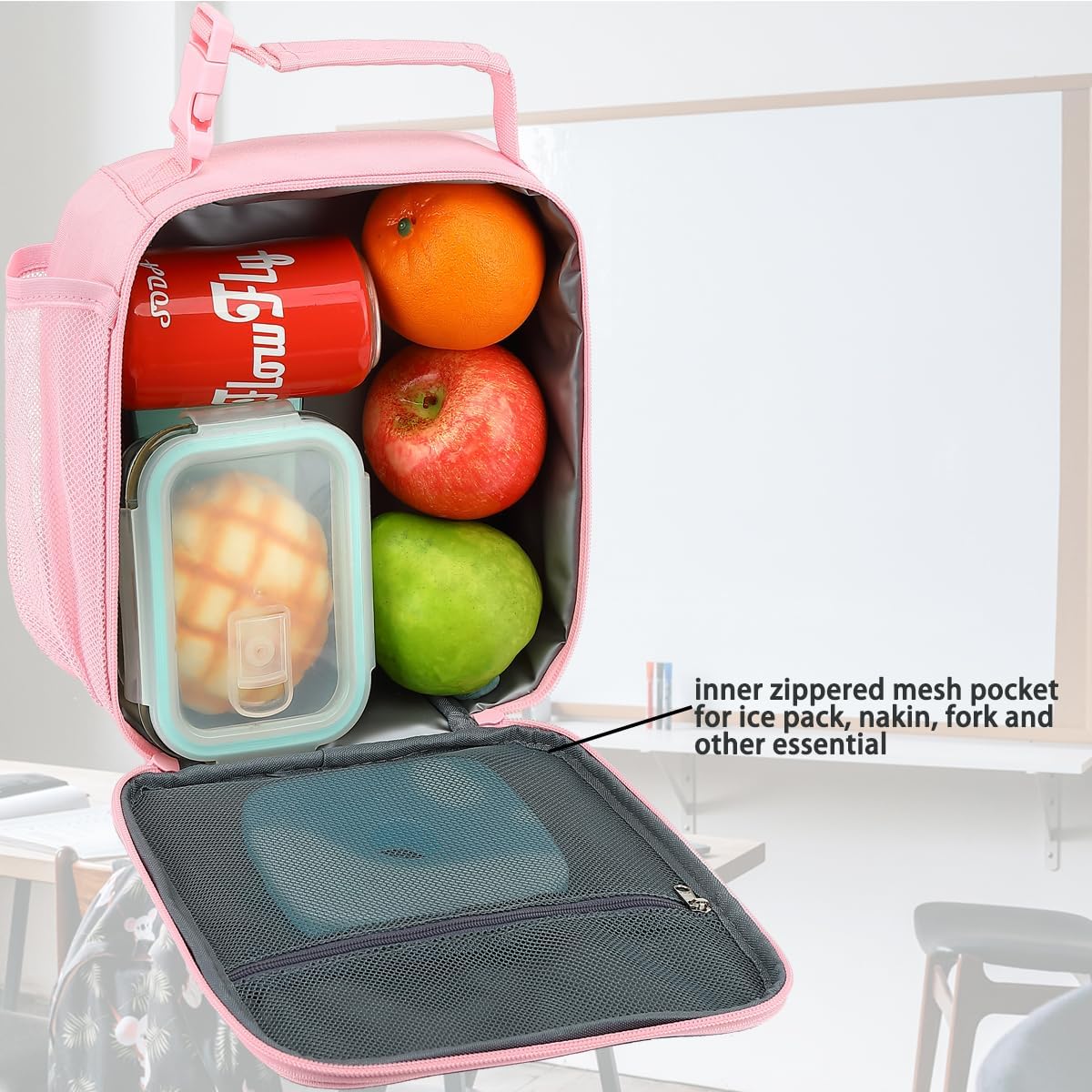 Lunch Box for Kids Boys Girls Men Women, Insulated Small Soft Cooler Lunch Bag Kit for School Work Picnic Travel - Reusable Portable lunchbox, Pink - Image 9