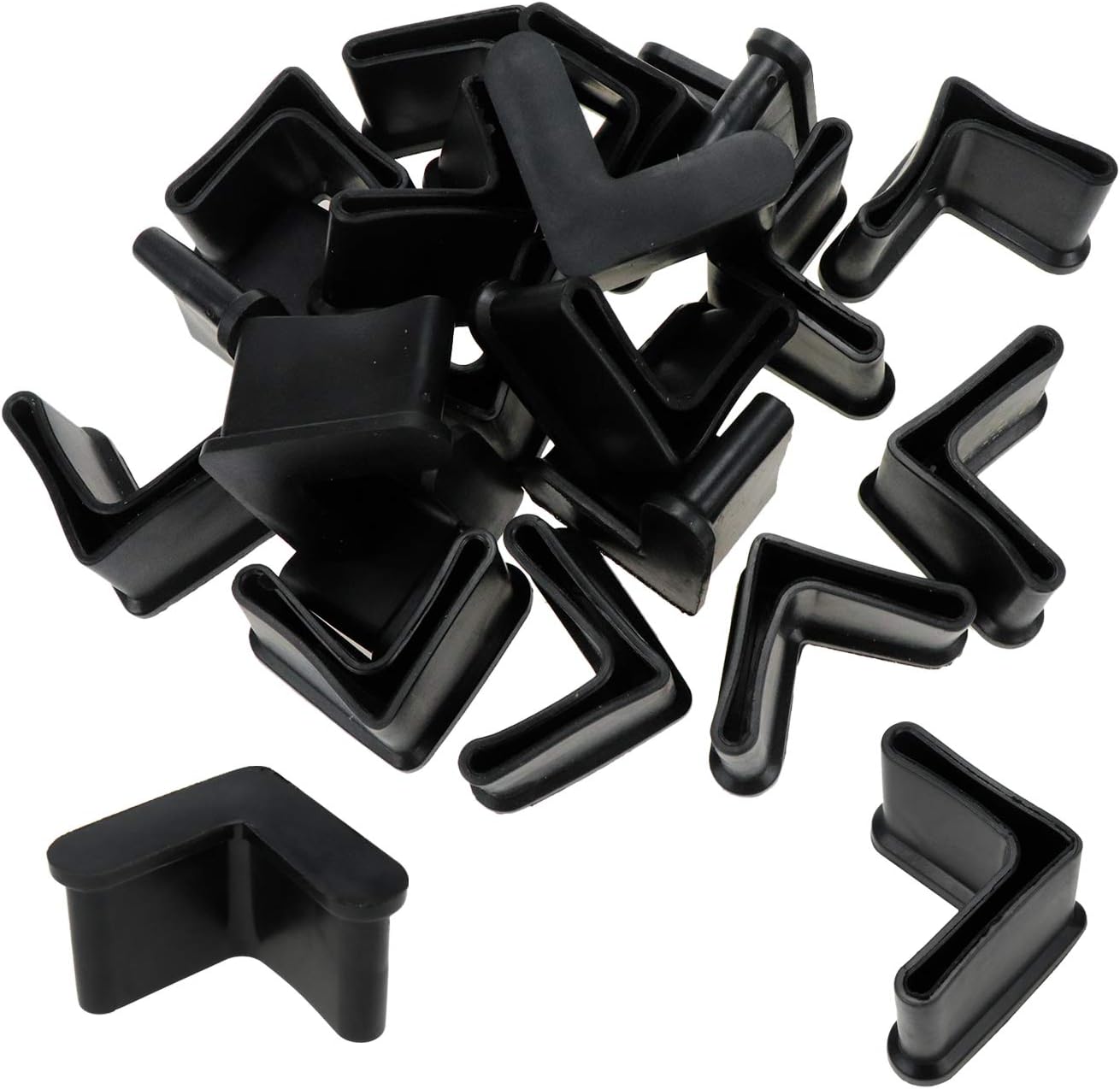 Hilitchi 20 Pcs 25mm x 25mm L Shaped Black Rubber Angle Iron Caps