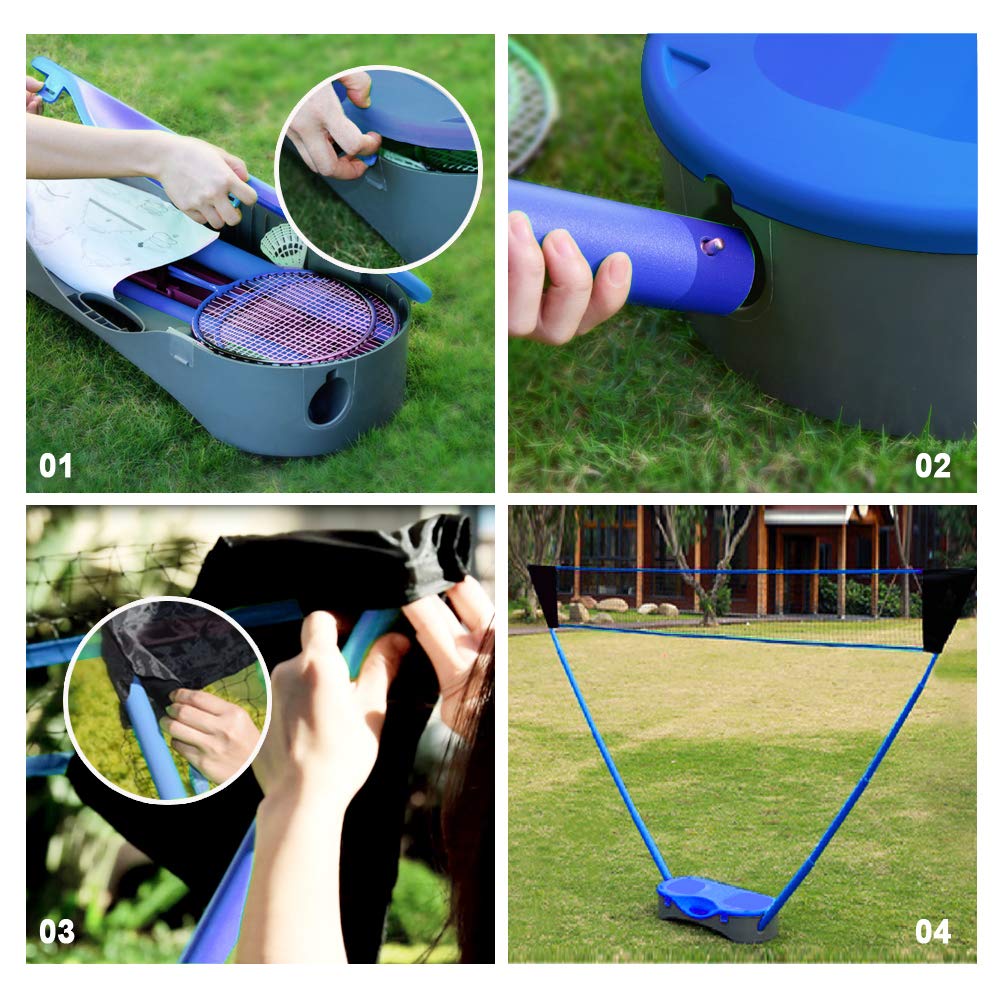 FBSPORT Portable Badminton Net Set with Storage Base, Folding