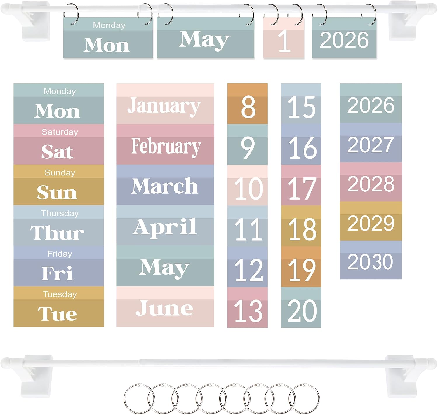 Magnetic Flip Calendar for Classroom,Adjustable Rod