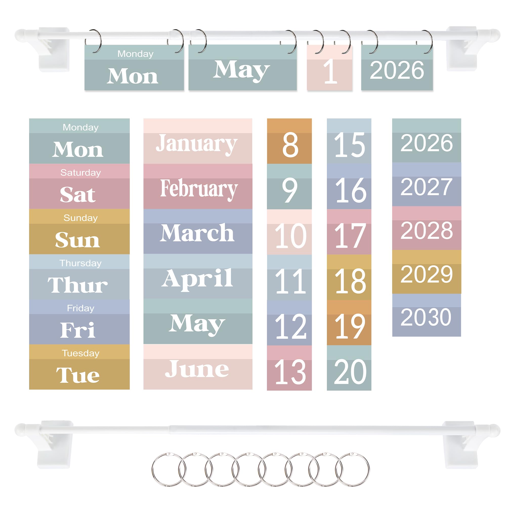 Magnetic Flip Calendar for Classroom, Magnetic Rod for Classroom Whiteboard, Flip Calendar for Classroom Home Decor, Teacher Must Haves (5)