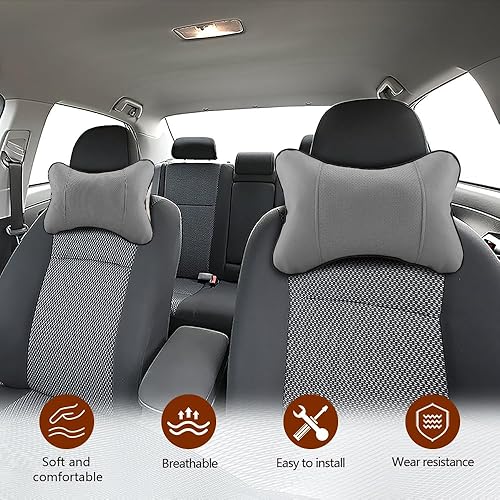 Vista 14 de 2 almohadas para reposacabezas de automóvil, suave y cómodo, cojín para el cuello del vehículo, accesorios para el reposacabezas interior del Beige