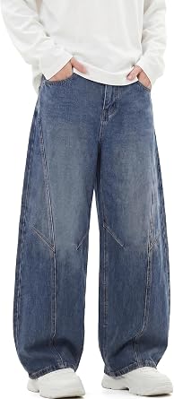 JMIERR Mens Barrel Jeans Baggy Wide Leg Y2K Twisted Seam Relaxed Fit Hip Hop Denim Pants Casual Streetwear