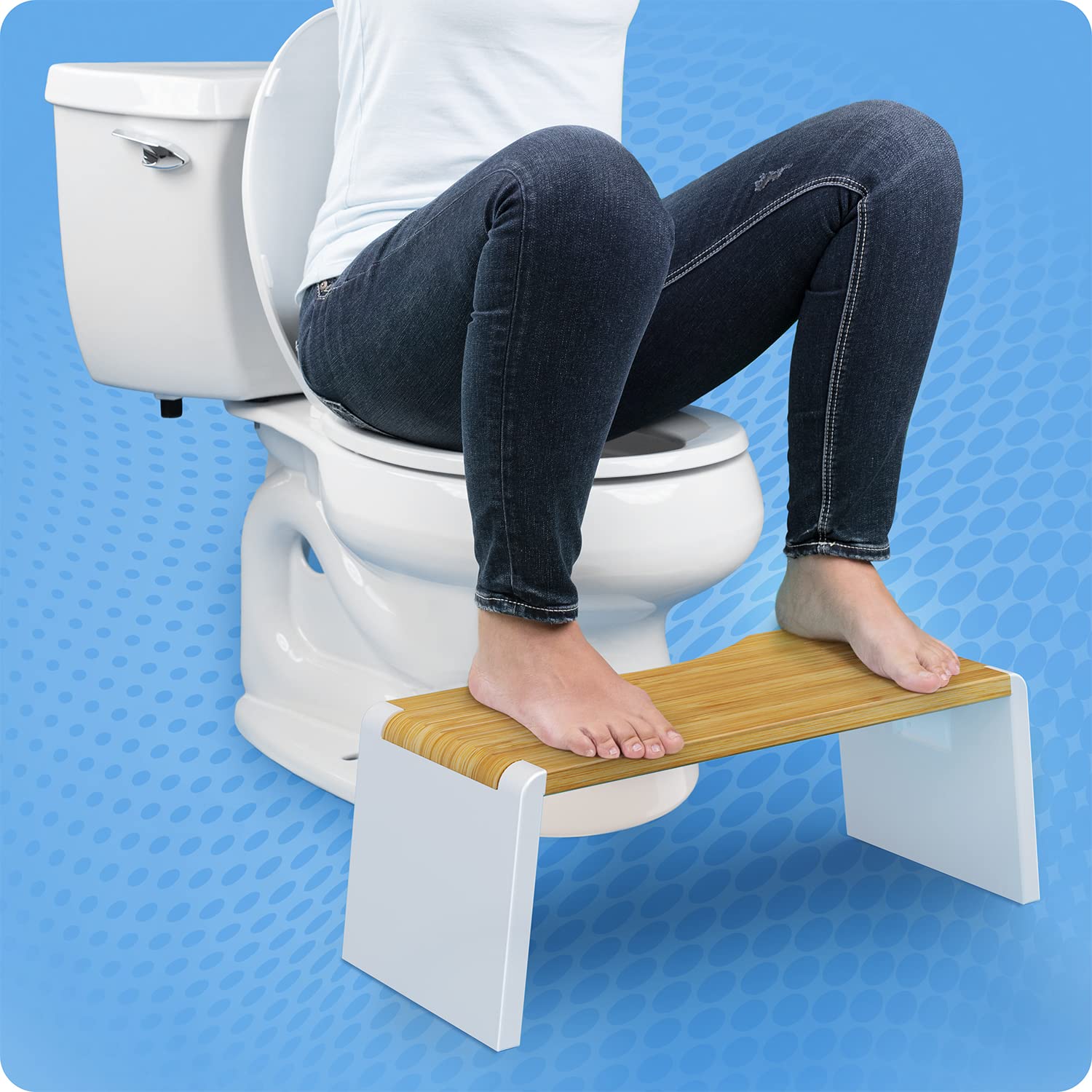 Squatty Potty Stockholm Pliante Bambou Toilettes Tabouret, 7-Pouce Pliable, Brun et Blanc