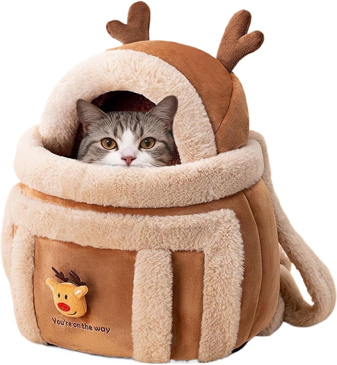 Borsa Trasportino per Cani – Zaino Porta Animali Domestici In Peluche A Forma Di Alce – Zaino Invernale Per Cuccioli Da Esterno | Per Viaggi, Esterni, Aereo, Campeggio, Interni, Inverno, Pendolarismo