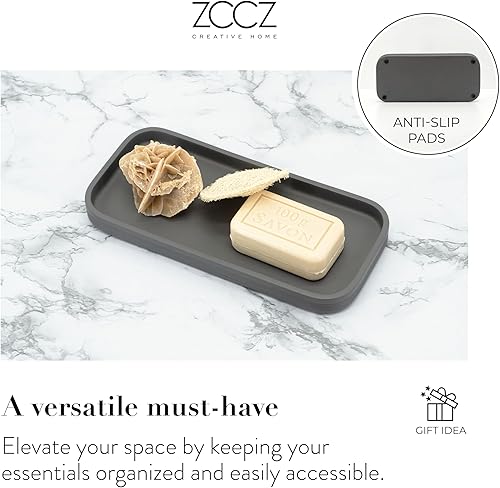 Vista 63 de ZCCZ Juego de accesorios de baño blanco de 6 piezas, soporte para cepillos de dientes, dispensador de loción, recipiente Qtip, bandeja de tocador