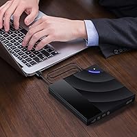 Vista 7 de Unidad externa de CD/DVD, USB 3.0 portátil y USB-C CD RW, reproductor de DVD, quemador de DVD para laptop, escritorio, compatible con Windows