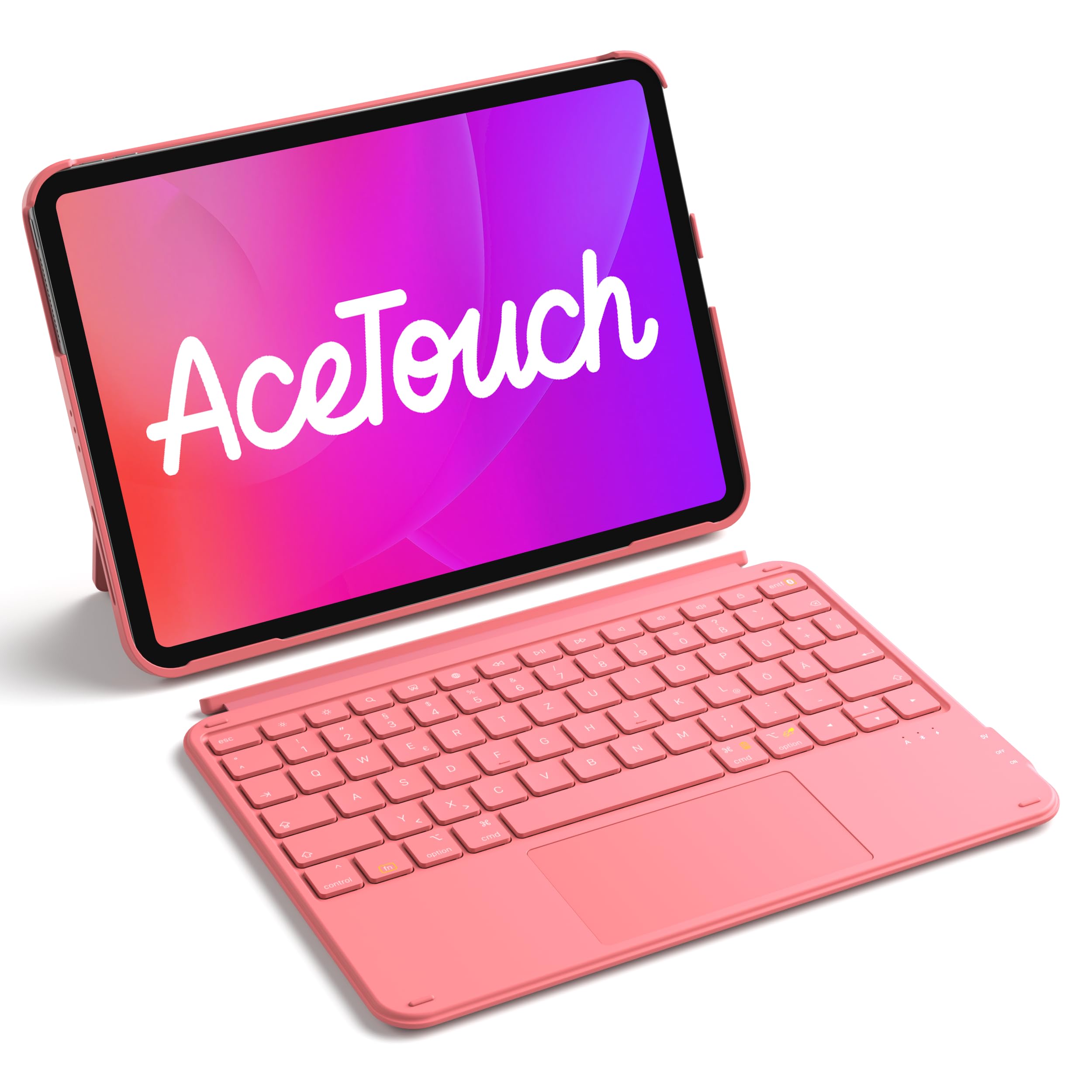 Inateck Etui z klawiaturą, ultralekka klawiatura do iPada 10/11 generacji A16 2025 11", iPad Air 11" M3/M2 (2025/2024), Air 5/4, Pro 11 4/3/2/1, zdejmowane, z touchpadem, QWERTZ, AceTouch KB04122