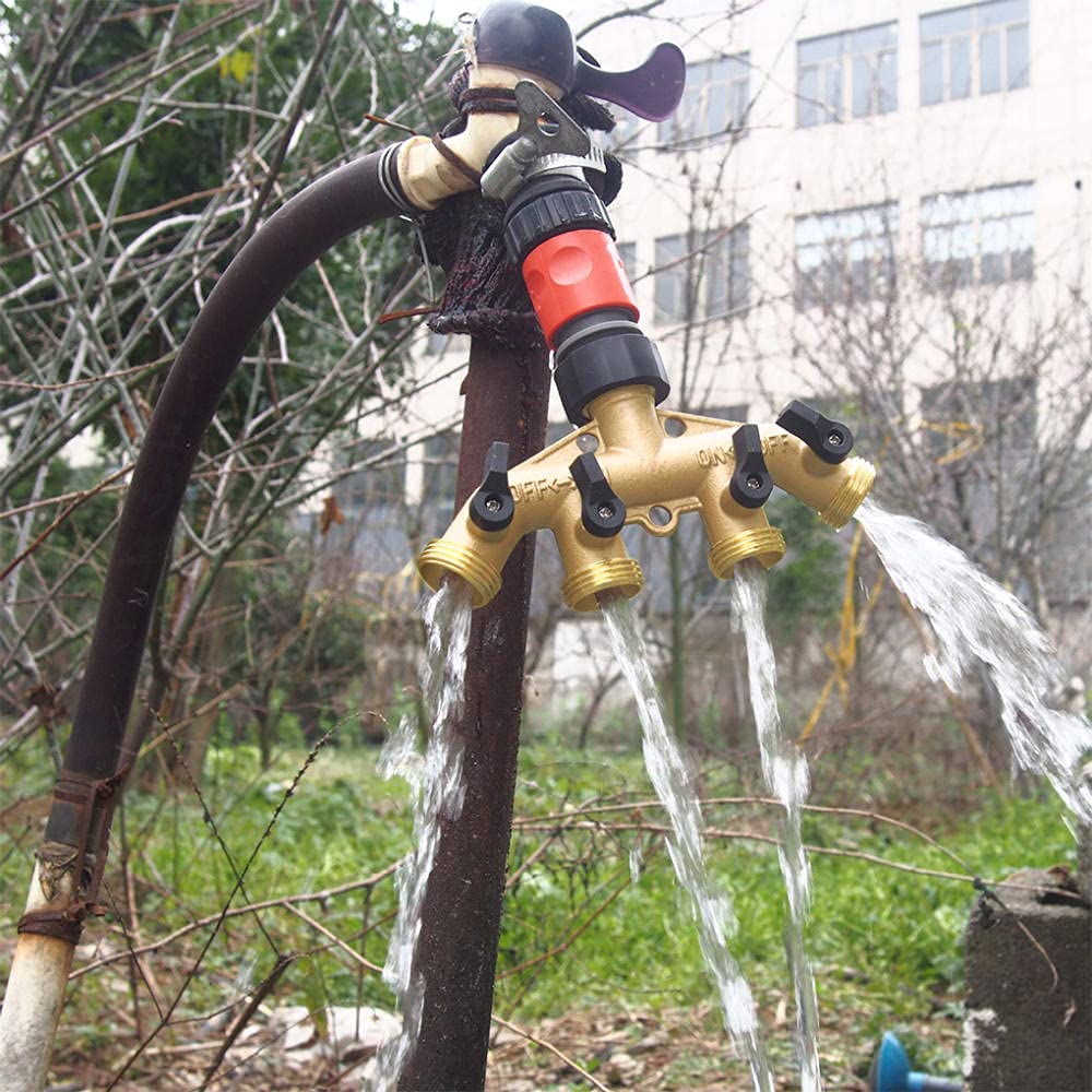 Manguera De Jardín Mangeras Jardineria Riego Brass 4 / 6Way Garden Garden Female Female Válvula De Riego Splitter De Agua Conexión Rápida Manguera De Jardín Divisor Splitter Water De Alambre Externo