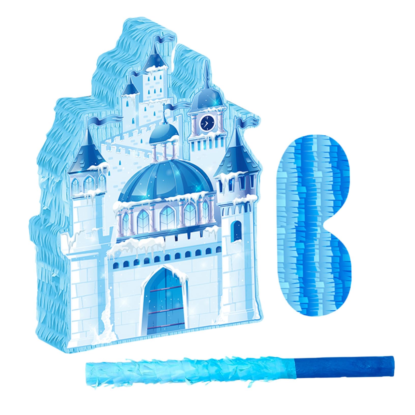 FRCOLOR Schloss Piñata aus Papier mit Vielseitigem Süßigkeitenhalter und Einfachem Aufhängen für Kindergeburtstag Prinzessinnenparty oder Winterfeierliches Partyzubehör