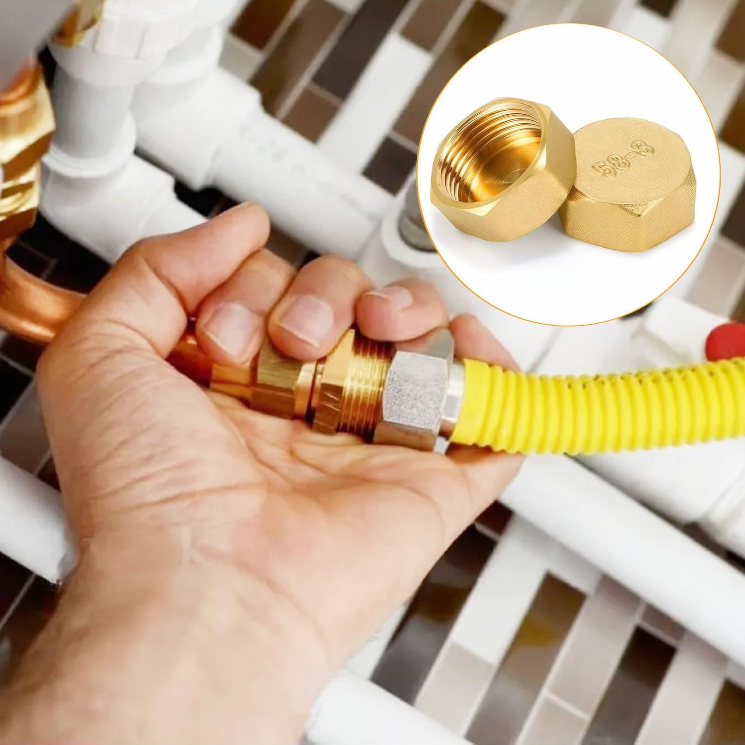 10 Pcs Radiator Valve Caps, 1/8 1/4 3/8 3/4 1/2 Radiator Caps, Hex Brass Radiators Blanking Plug - Leak-Proof Brass Plumbing Fittings with Seals, Heating System Cap for Pipework and DIY Maintenance - Image 3