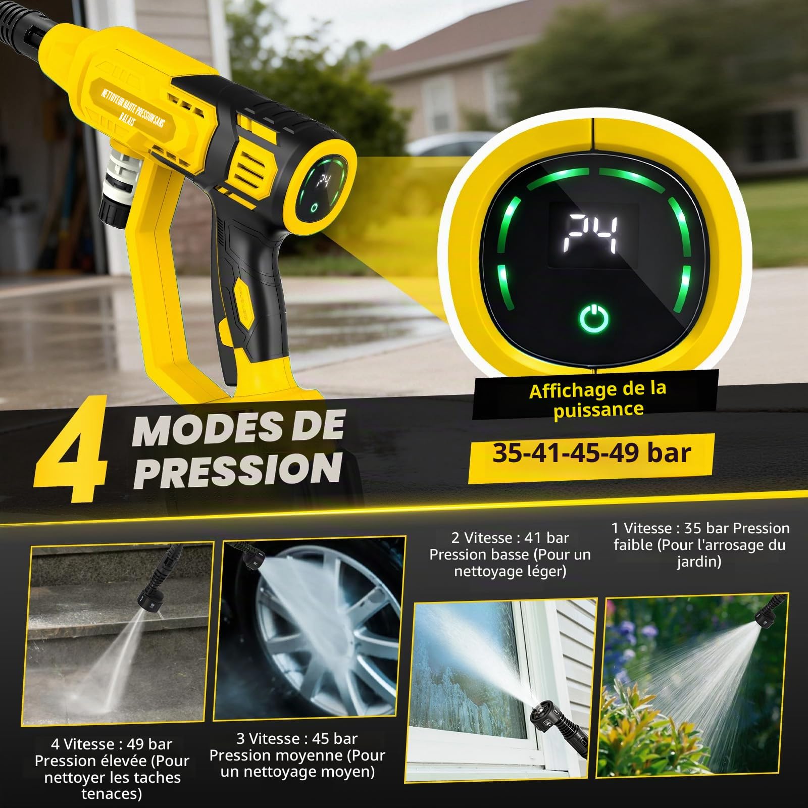Nettoyeur Haute Pression sans Fil Compatible avec Dewalt 20 V 18 V