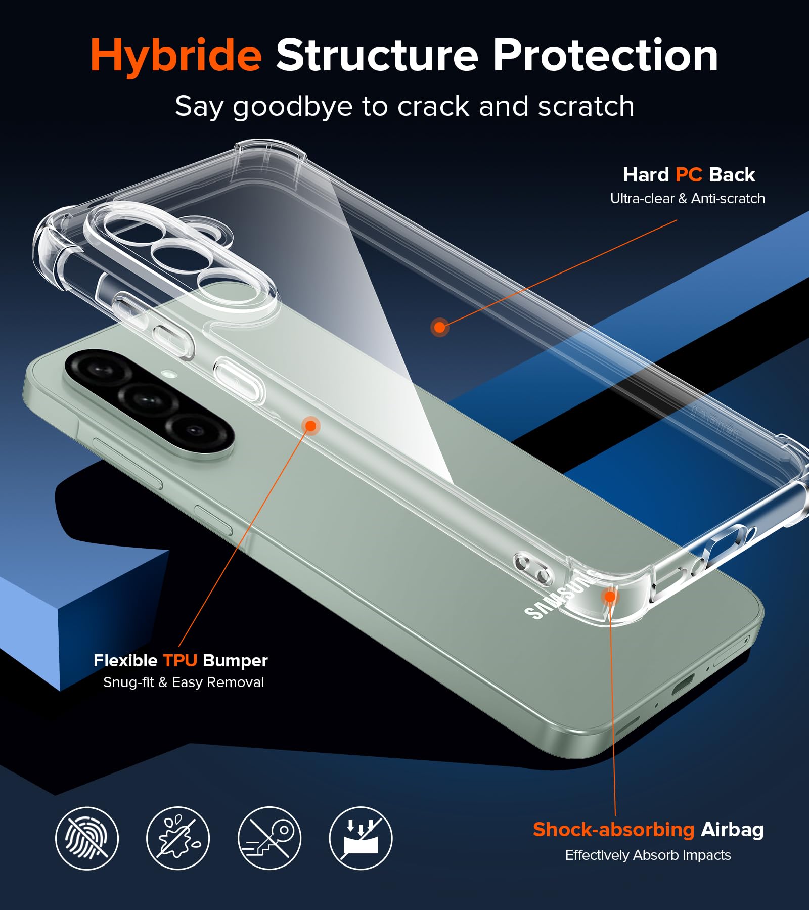 IVoler Cover Anti-Ingiallimento Per Oneplus 12R - Custodia Trasparente Sottile Con Paraurti Antiurto Grado Militare