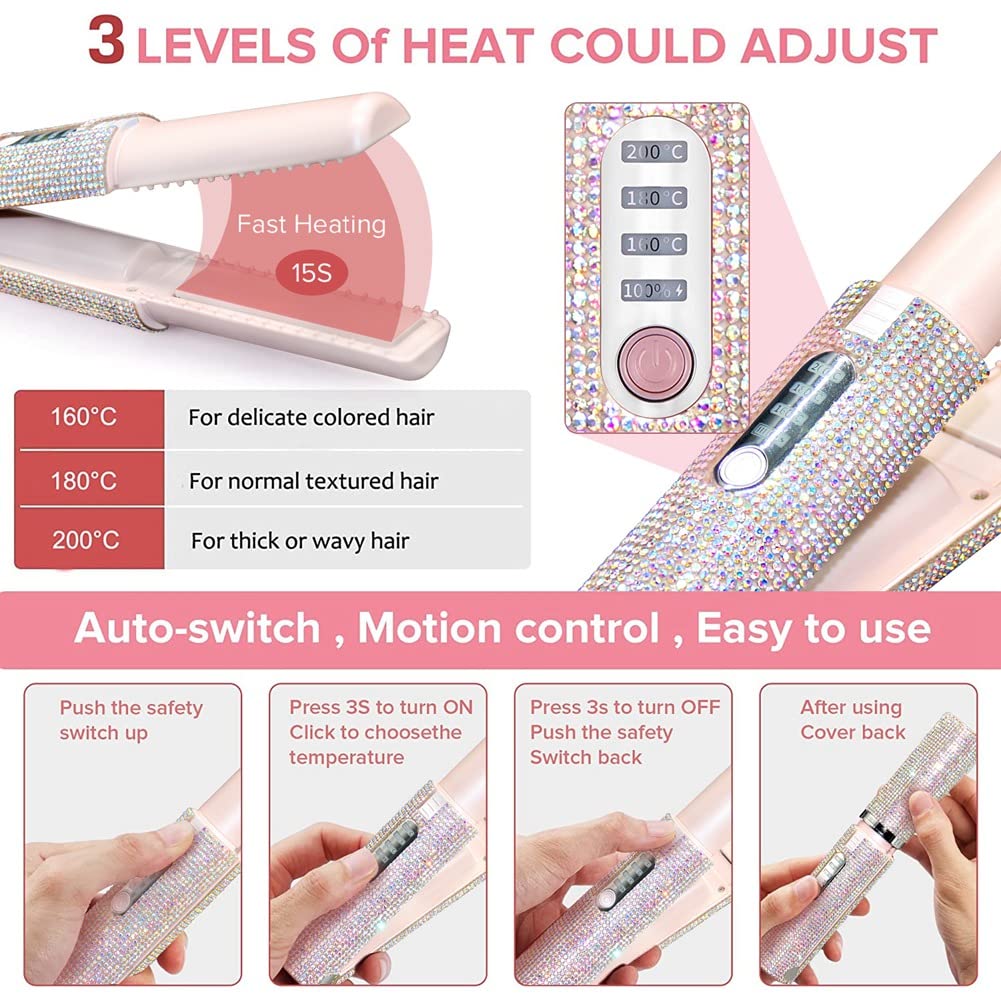 2 en 1 EléCtrico USB Alisador de Pelo Cepillo Alisador Plancha Peine Multifuncional Alisador Styler
