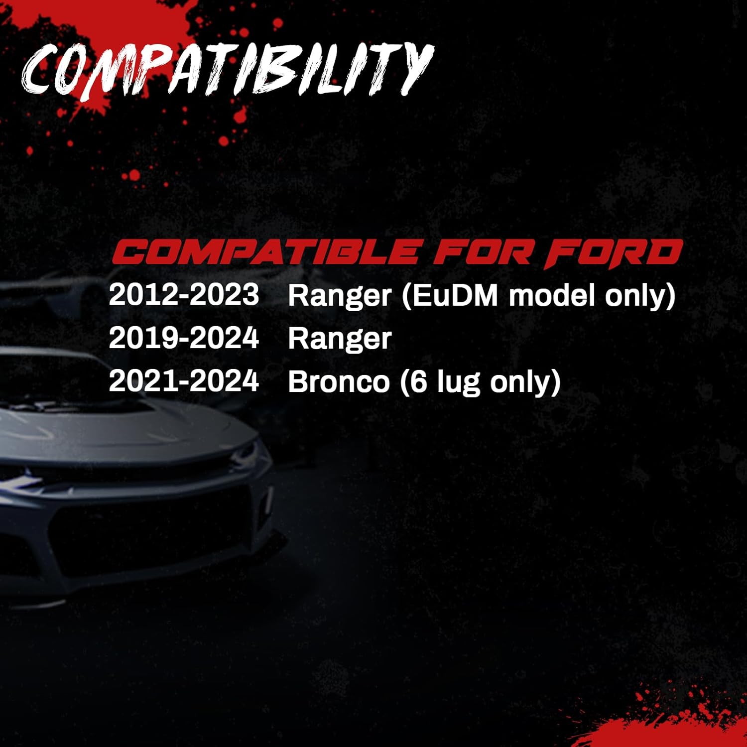 6x5.5 (6x139.7mm) Hubcentric Wheel Spacers 1.5" for 2019-2024 Ford Ranger XLT Lariat Raptor, 6 Lug 38mm CNC Forged Wheel Spacers with 93.1mm Bore M12x1.5 Studs for 2021-2024 Bronco- 2PCS