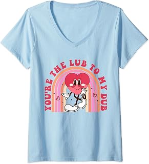 Womens Retro You're The Lub To My Dub Cute Nurse Valentine V-Neck T-Shirt