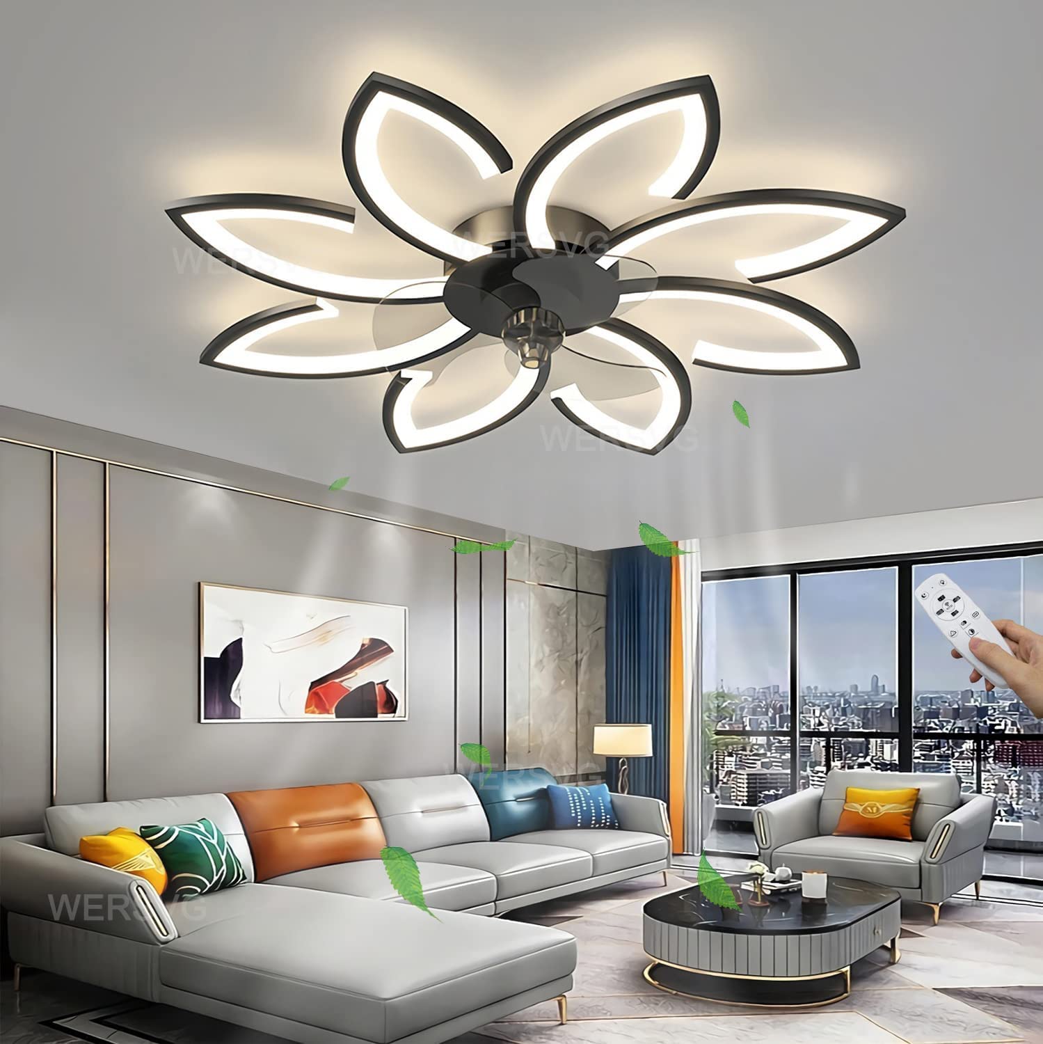 Amazon.com: GPAIR Modern 72W Creative Ceiling Fan with Light Flower Shape  Design Quiet Fan Lamp LED Ceiling Lamp Dimmable with Remote Control for  Dining Room Living Room Bedroom Balcony : Tools u0026