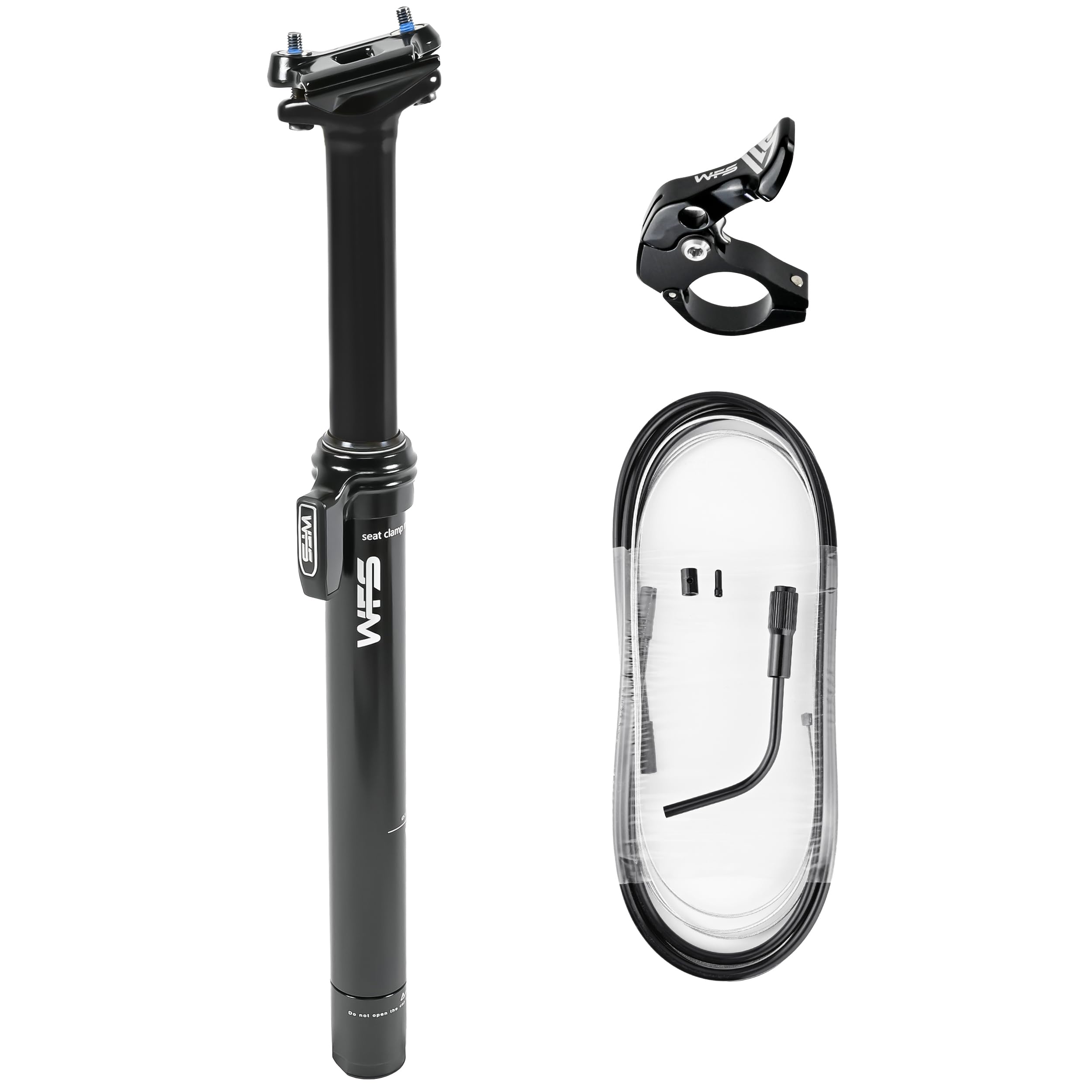 WFS TerraX External Dropper Post w/ Remote Lever and Cable, 30.9. x 449mm, Travel 150mm, Aluminum Alloy Seatpost for Mountain/Road/ City Bikes, MTB, Black