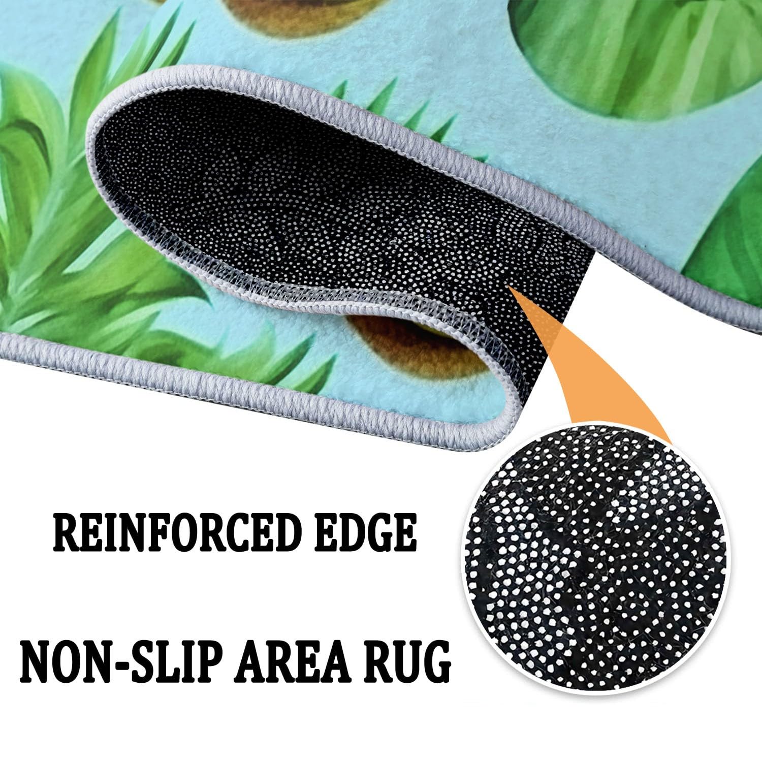 Tappeto Rotondo da 120 cm a Pelo Corto, con Motivo ad Acquerello di Foglie di Avocado, Antiscivolo e Anti-Perdita di Pelo, Ideale per Soggiorno, Camera da Letto, cameretta dei BAMB
