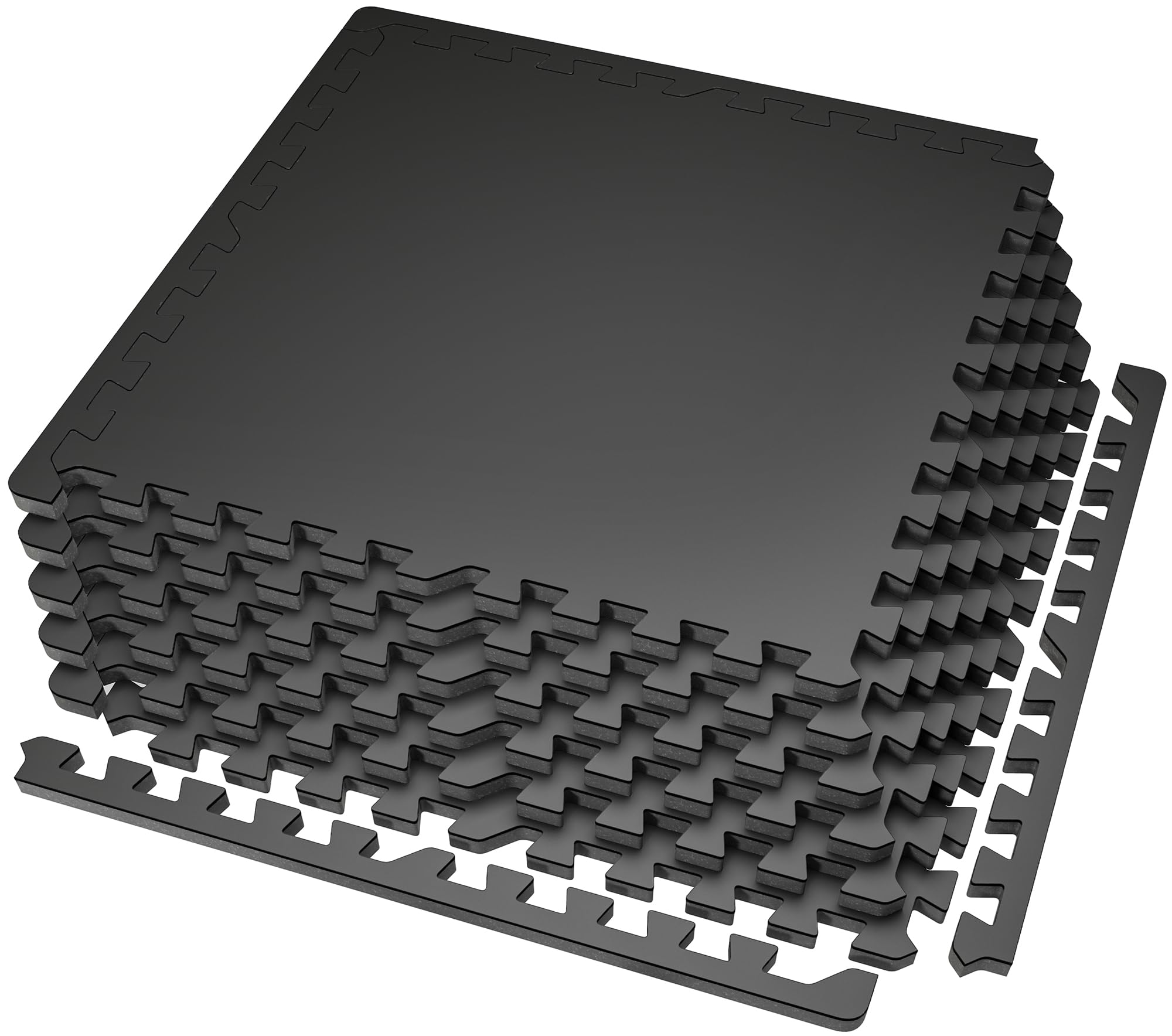 0.56 Inch Thick Exercise Equipment Mats, 6 Tiles EVA Foam Mats with Rubber Top, Interlocking Rubber Floor Tiles for Home Gym and Fitness Room, Protective Flooring Mat, 24 in x 24 in