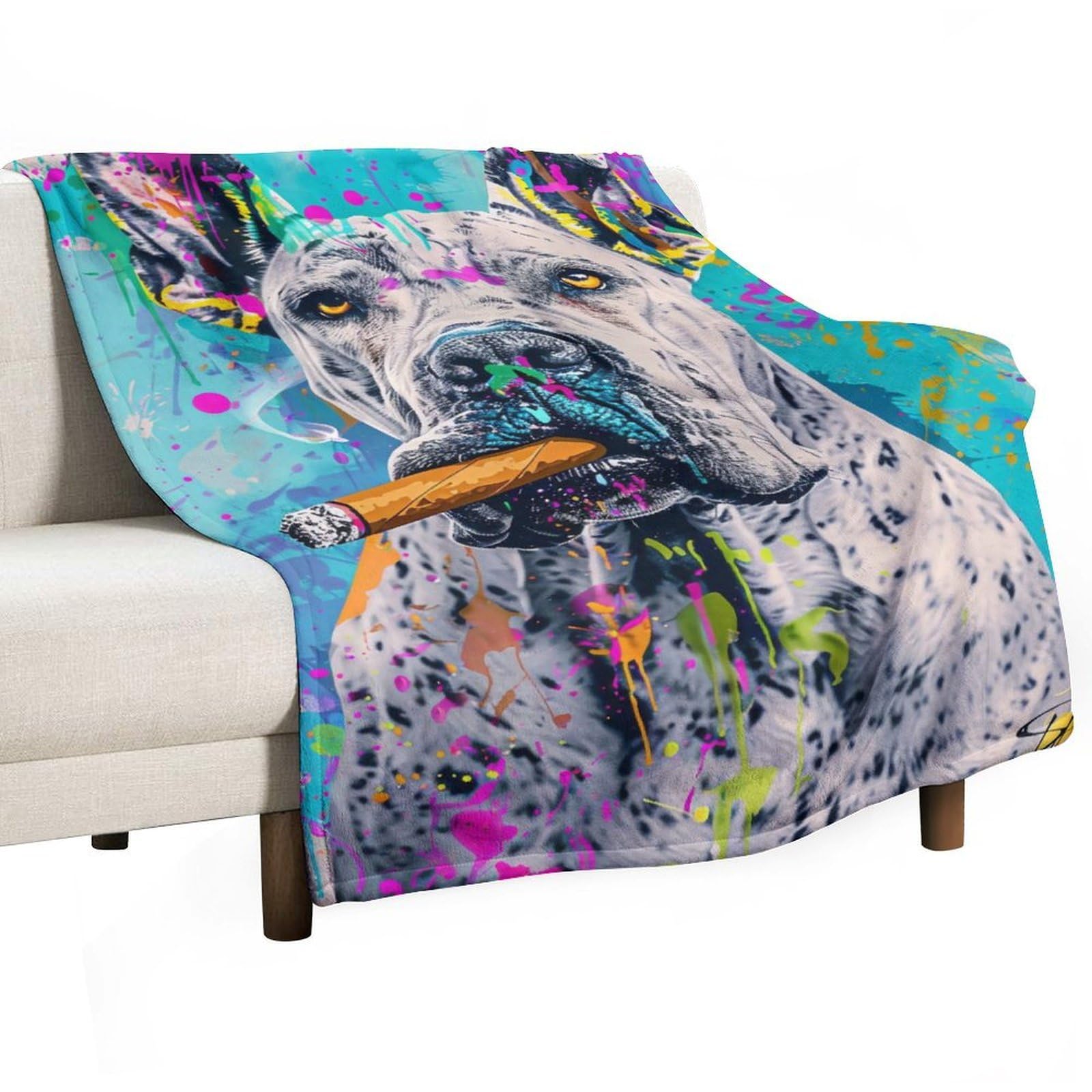 YHGSREUOH Pop-Cigar-Dane_01 Flannel Blankets Fleece Soft Throw Lightweight Plush Gifts for Couch, Bed, Cozy Sofa Plush, Chair, Lovers 32x48inch(80x120cm)