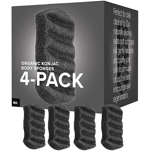 Minamul Konjac - Esponja corporal orgánica exfoliante, exfoliante facial suave diario para el cuidado de la piel, impregnado con el mejor carbón