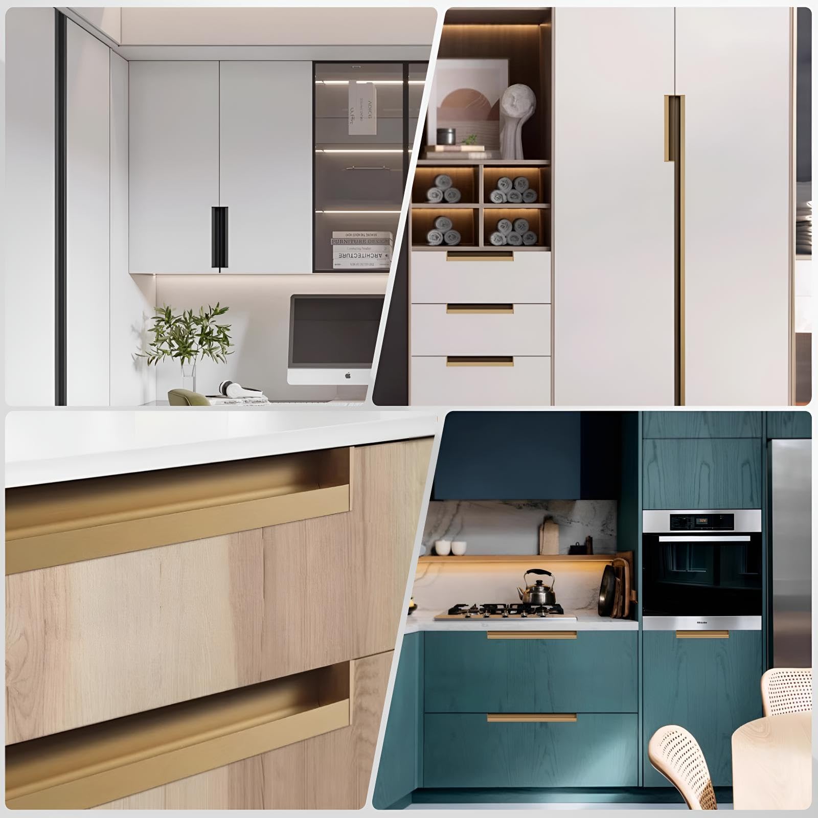Generisch Türgriffe Aluminium Möbelgriffe für Schrank, 40-140 cm, langlebig und elegant, ideal für Haustüren und Innenräume, 2er Set