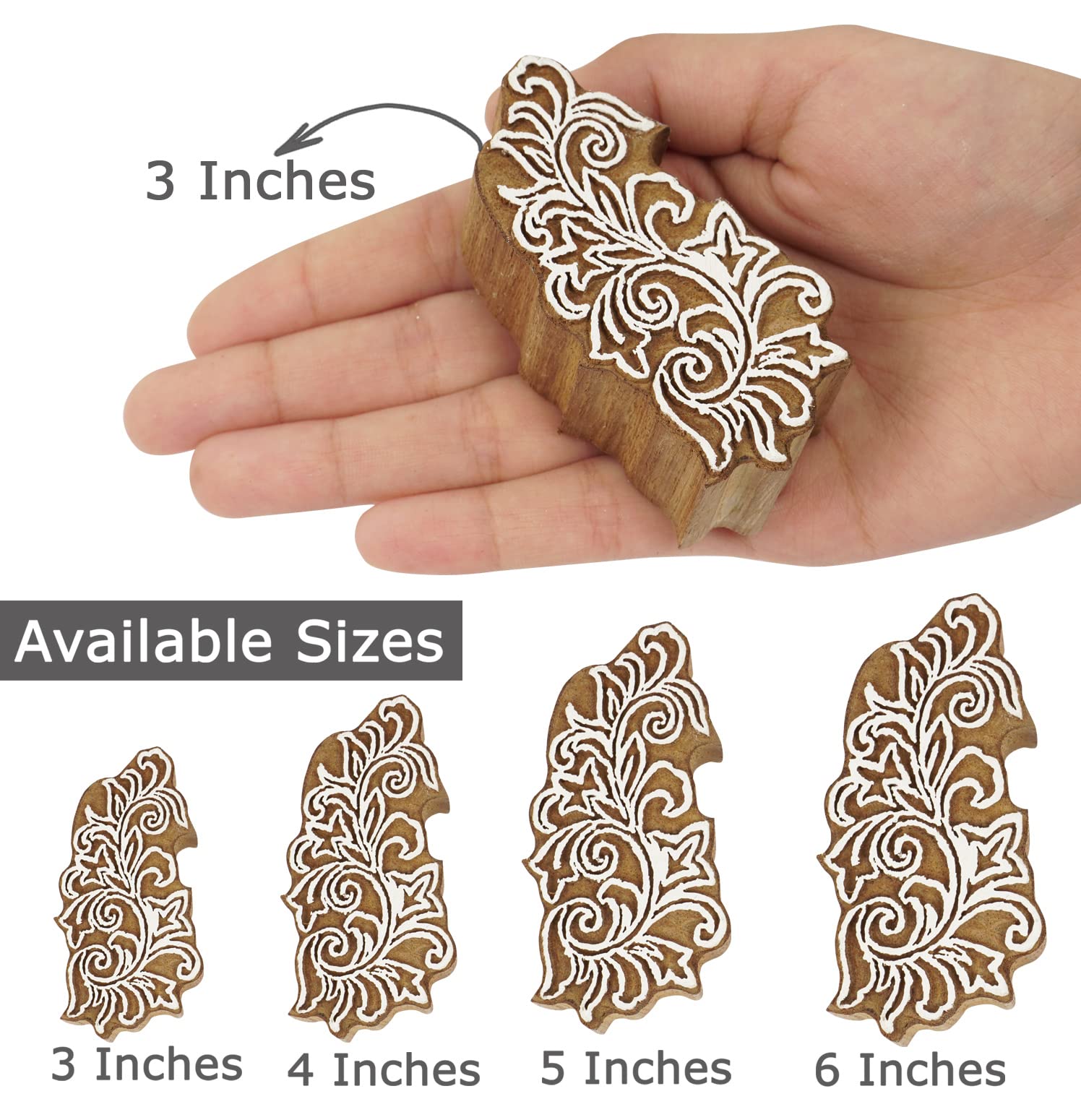 DIY Craft Stamp Hand Carved Wooden Printing Block - Asian Leaf Pattern ...