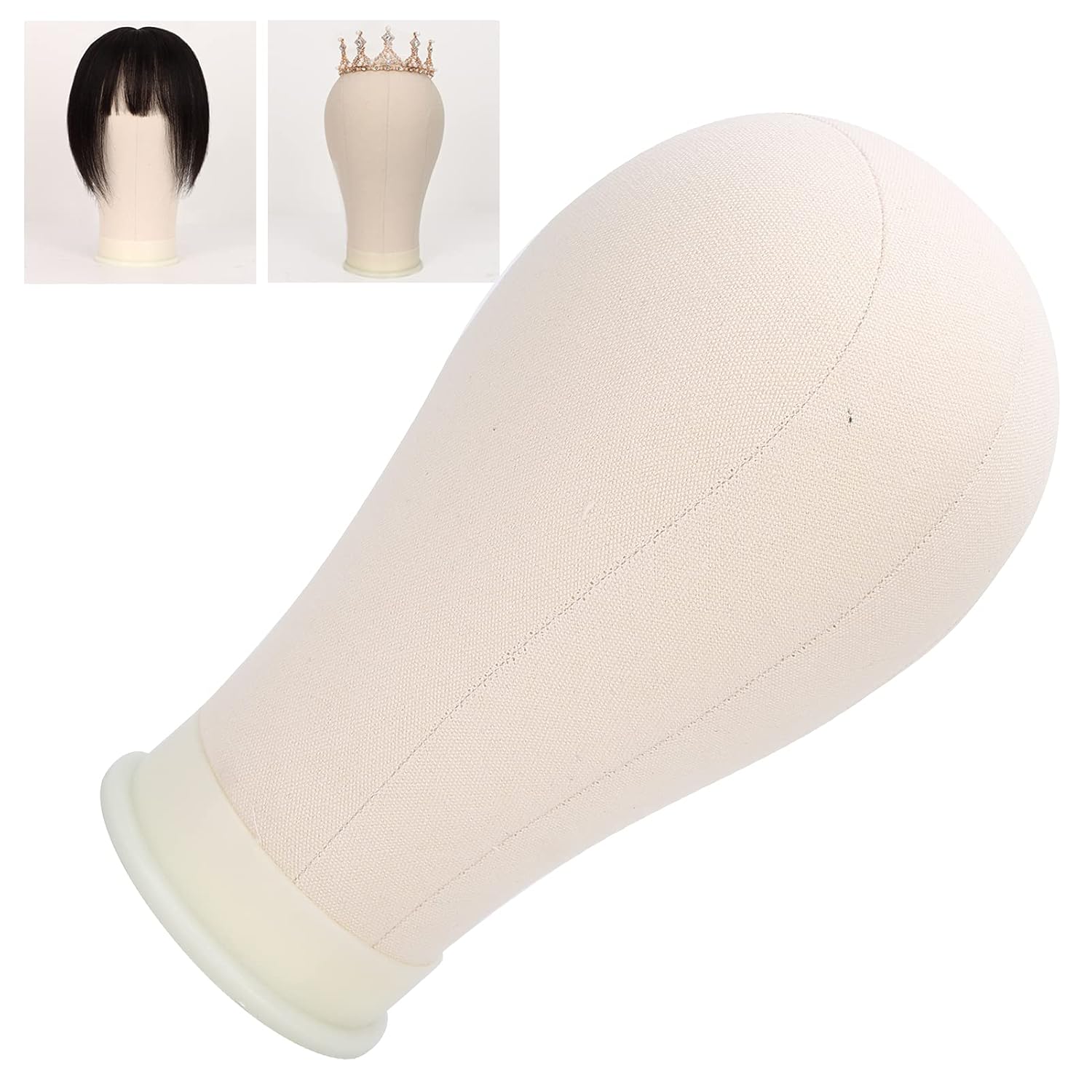 Canvas Block Head Mannequin Head, 21 Inch to 22 Inch Cork Canvas Block Wig Head Making Wig Display Styling Head Making Wigs Styling Practice Mannequin Wig Head Model Cork Canvas Head for Wigs(21 Inch)