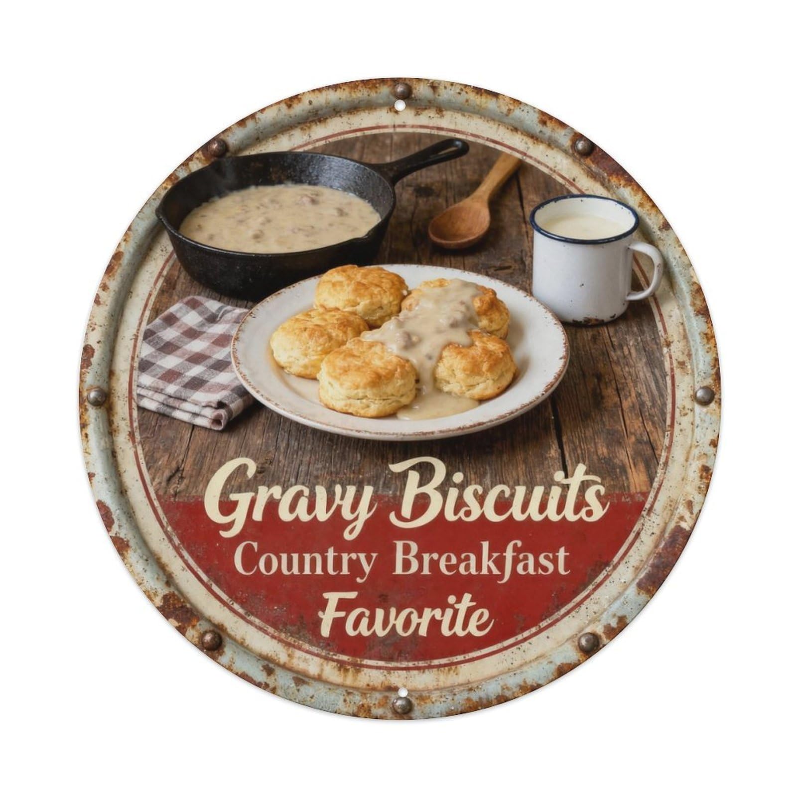 Country Gravy Biscuits Metal Tin Sign Plaque