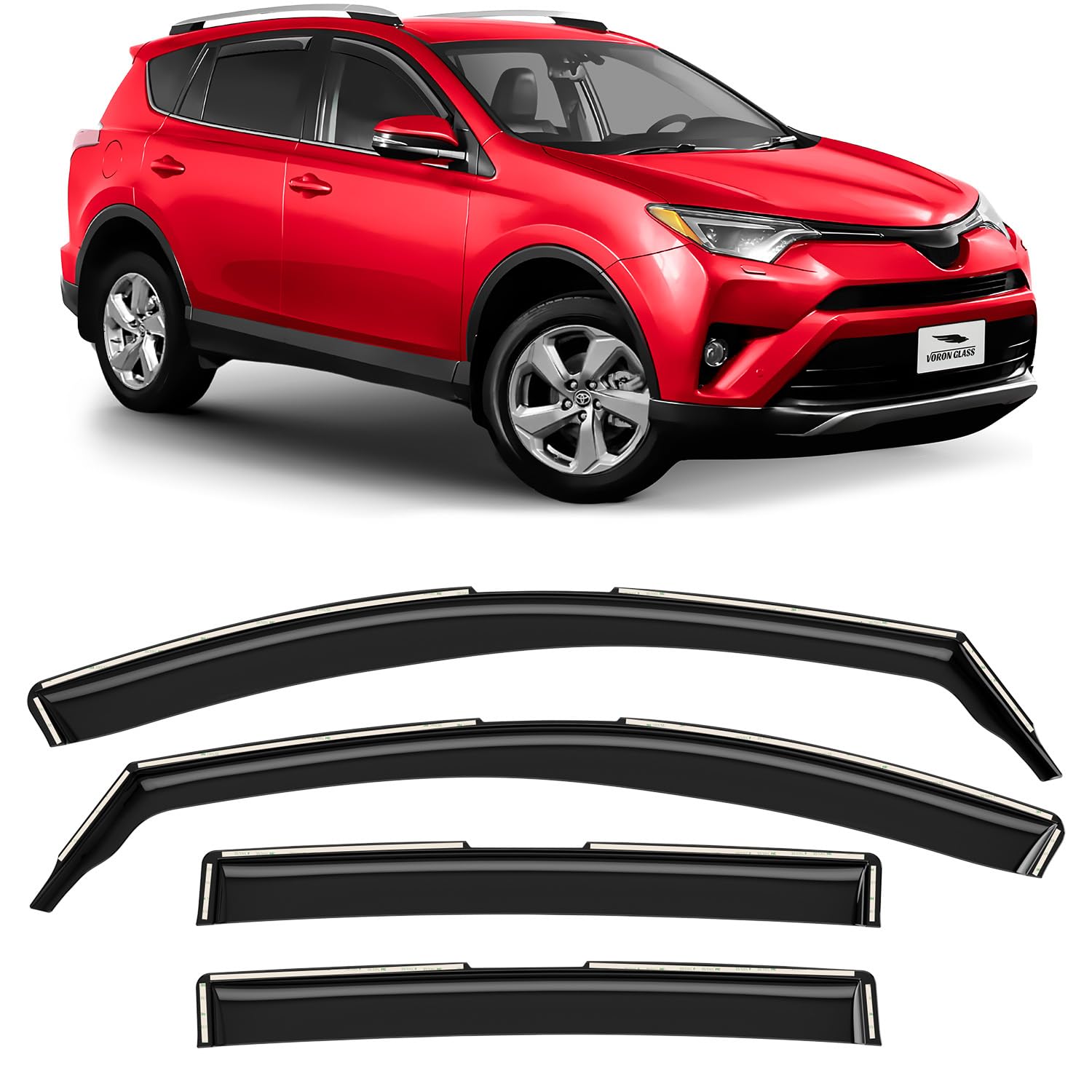 in-Channel Extra Durable Rain Guards for Toyota RAV4 2013-2018, Window Deflectors, Vent Window Visors, 4 Pieces - 220239