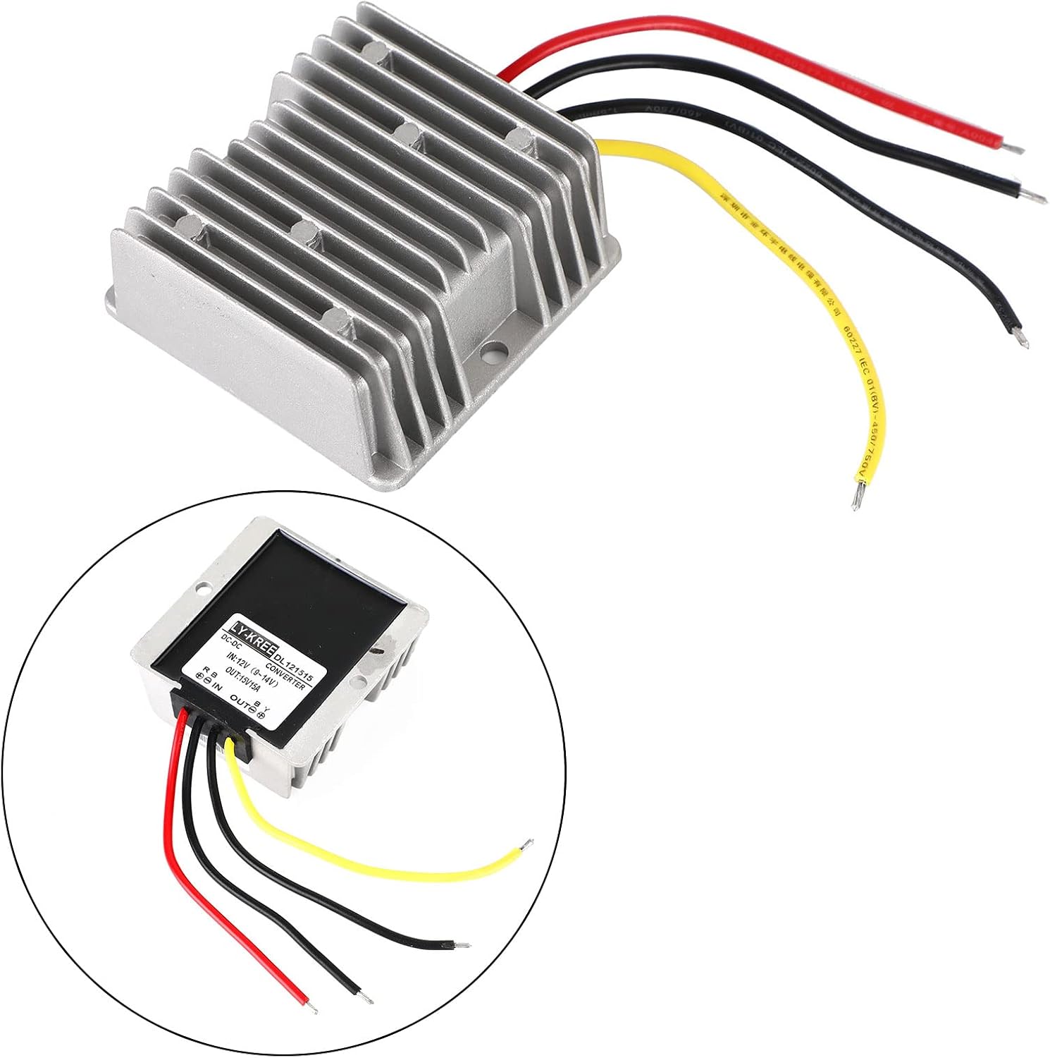 Waterproof DC/DC Converter Regulator 12V Step Up to 15V 15A 225W