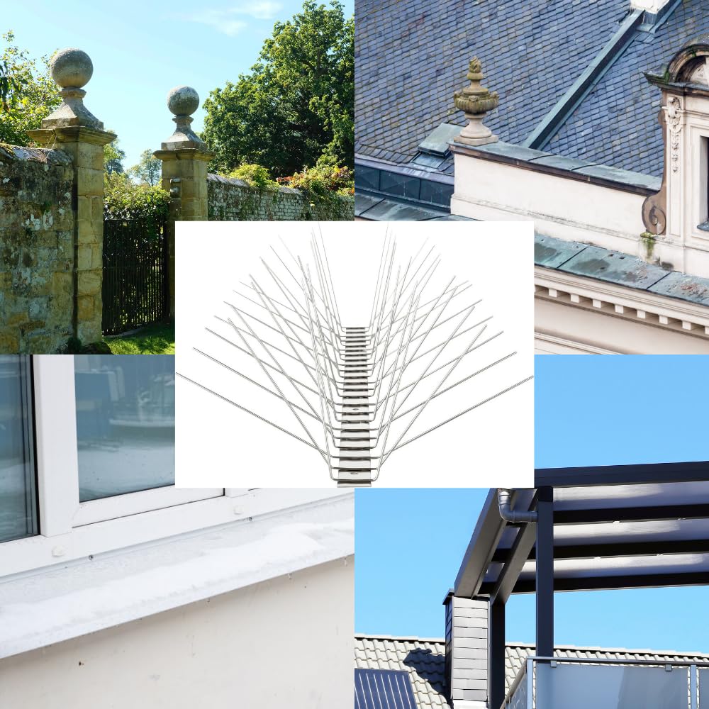 Taubenabwehr Spikes aus Edelstahl – 6-reihiger Taubenschutz & Vogelabwehr für Balkon Dach Fensterbank – wetterfest rostfrei langlebig Vogelschreck System – 5 Meter Länge (10 x 50 cm)