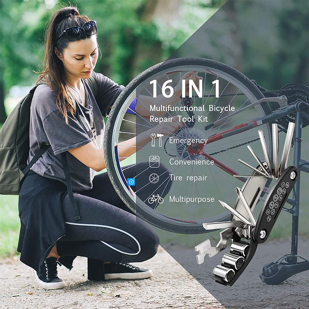 Nouveau 16 en 1 multi riches kits N-ième ton vélo outil outils vélo vélo kit de réparation noir